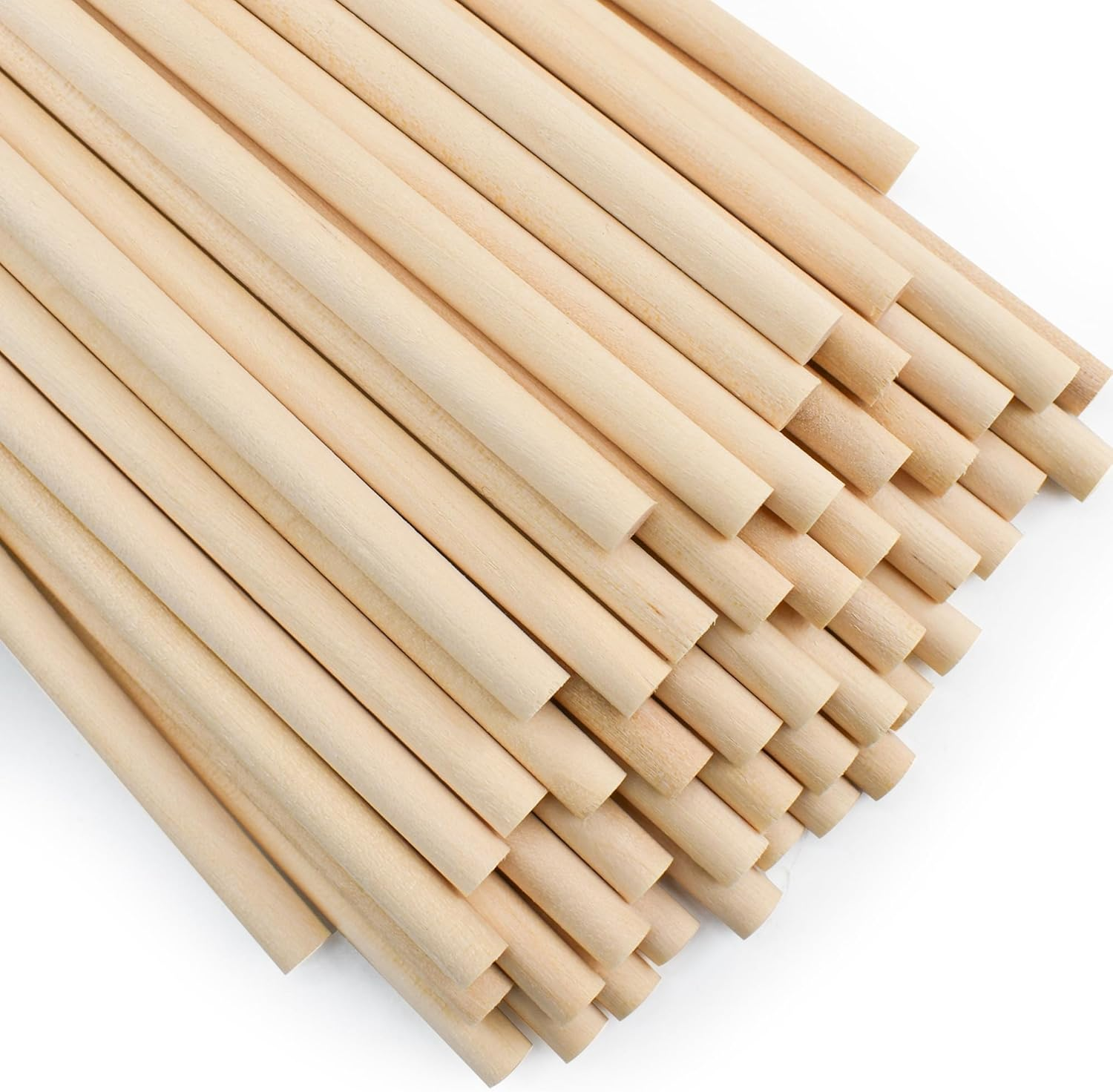 Enkrio 50PCS Dowel Rods Wood Sticks Wooden Dowel Rods - 3/16 X 6 Inch Unfinished Wood for Crafts Doweling Rods for Crafts and Diyers - 1/4'' X 12'' Dowels image number 2