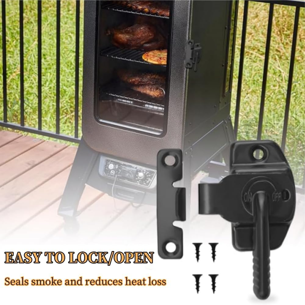 2PCS 1077 Smoker Door Latch Kit, for Pit Boss Pro Series II 4-Series Vertical Wood Pellet Smoker, Replacement Parts for Most Cuisinart Masterbuilt Smoker Door Latch with 8Pcs Screws image number 2