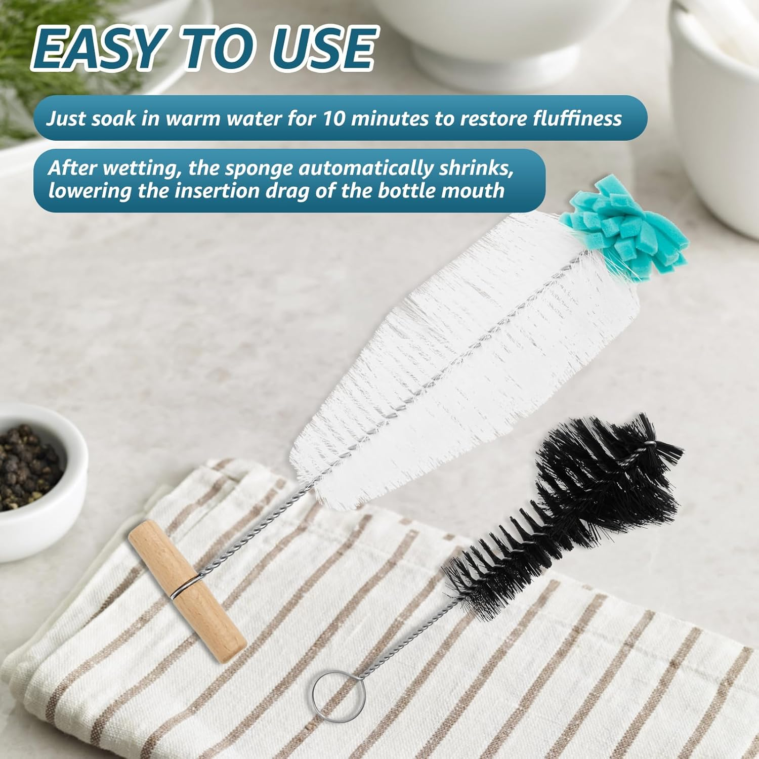 Awobepl 2Pcs Glass Cleaning Brush Set,Deep Washing Bottle Cleaning Brush Set,With Non Slip Handle,Efficient Bottle Cleaner Tool for Jar image number 1