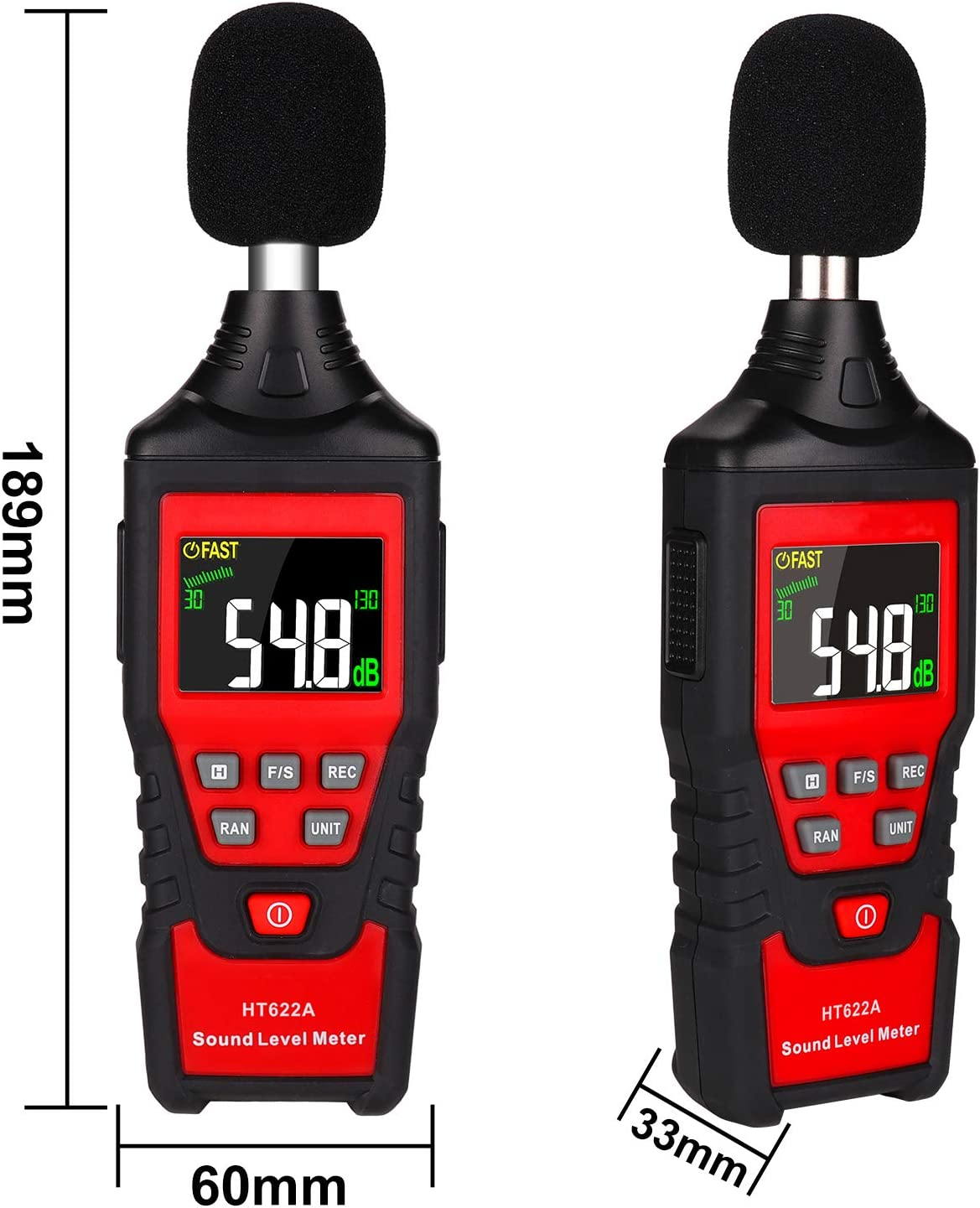 AUTENS Decibel Meter, Digital Sound Level Meter 30-130Db(A) Range with Max/Min/Data Hold, Fast/Slow Mode Ect. Auto/Manual Range image number 4