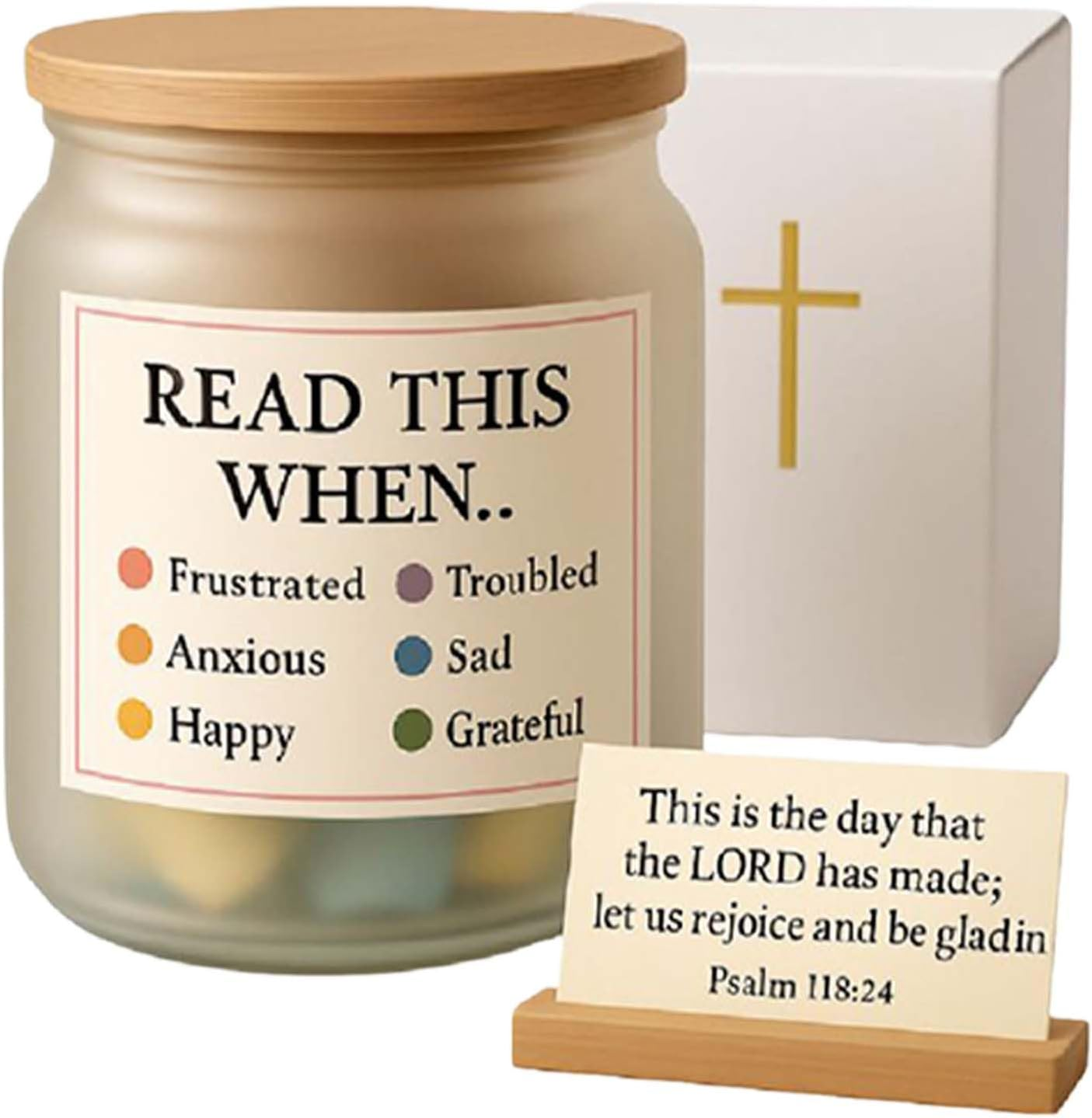Inspirational Bible Sayings Glass | Vessel with Bible Verses, Bible Saying Basket Inspirational Prayers for Women Birthday Godmother Easter Christian Christening Home Morning Pastor Bedside Table image number 1