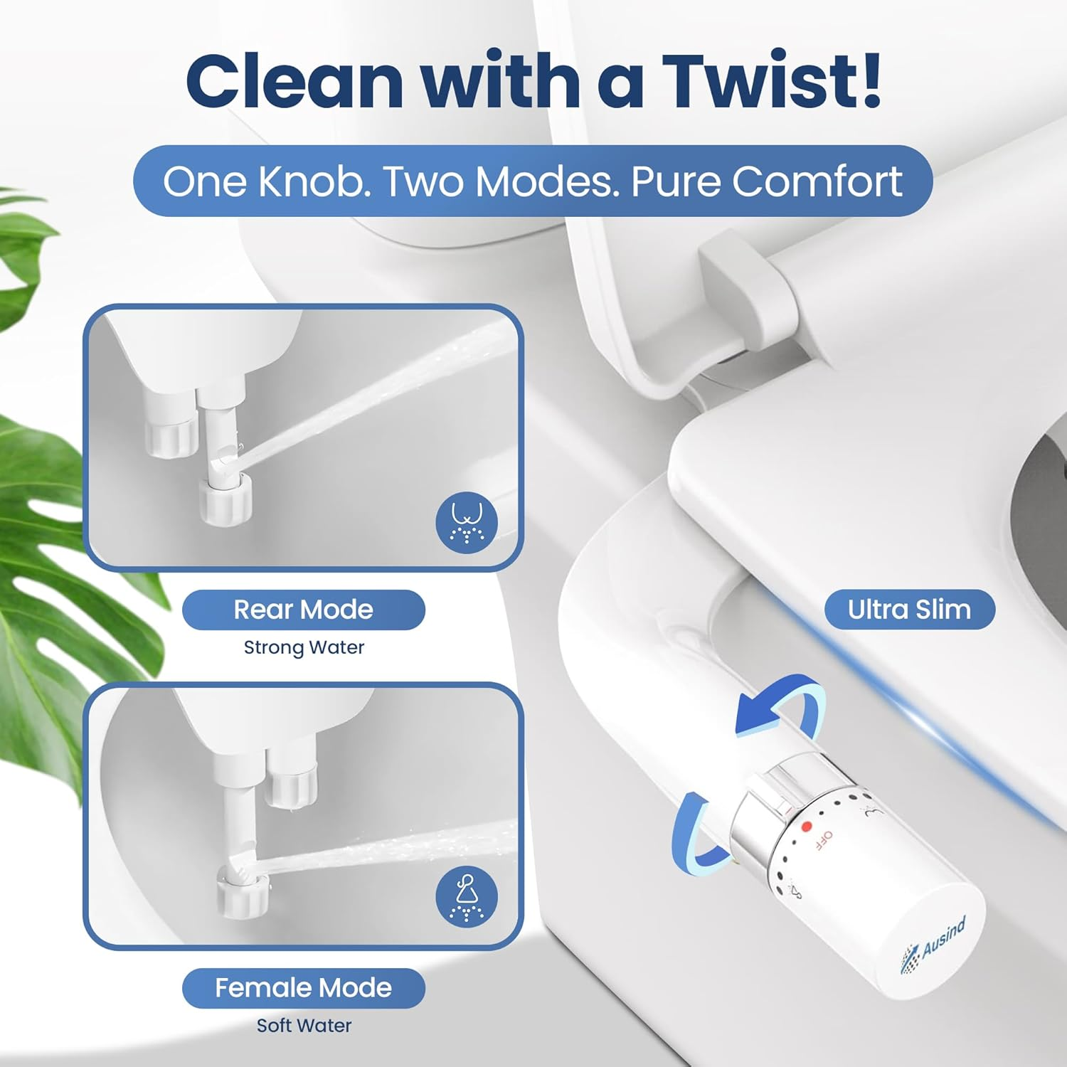 Bidet Toilet Seat - Ultra Slim Non-Electric Bidet Attachment with Dual Nozzle (Frontal & Rear Wash) - Fresh Water Bidet Spray with Pressure Controls & Easy Install - Australian Brand image number 5