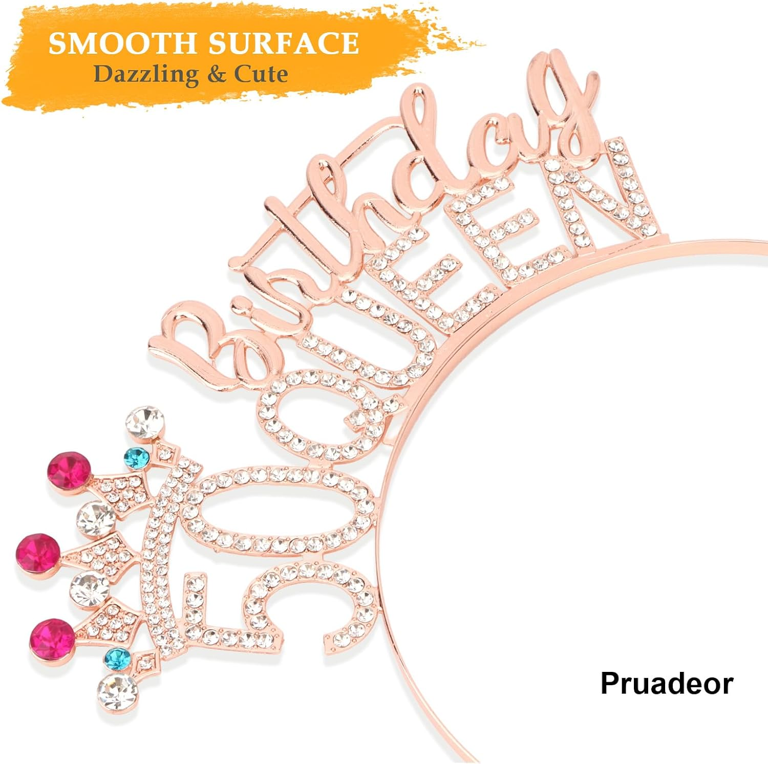 Pruadeor Rose Gold 50Th Birthday Crown Woman 50Th Birthday Headband Glitter Sash for Birthday Party Decoration Gift