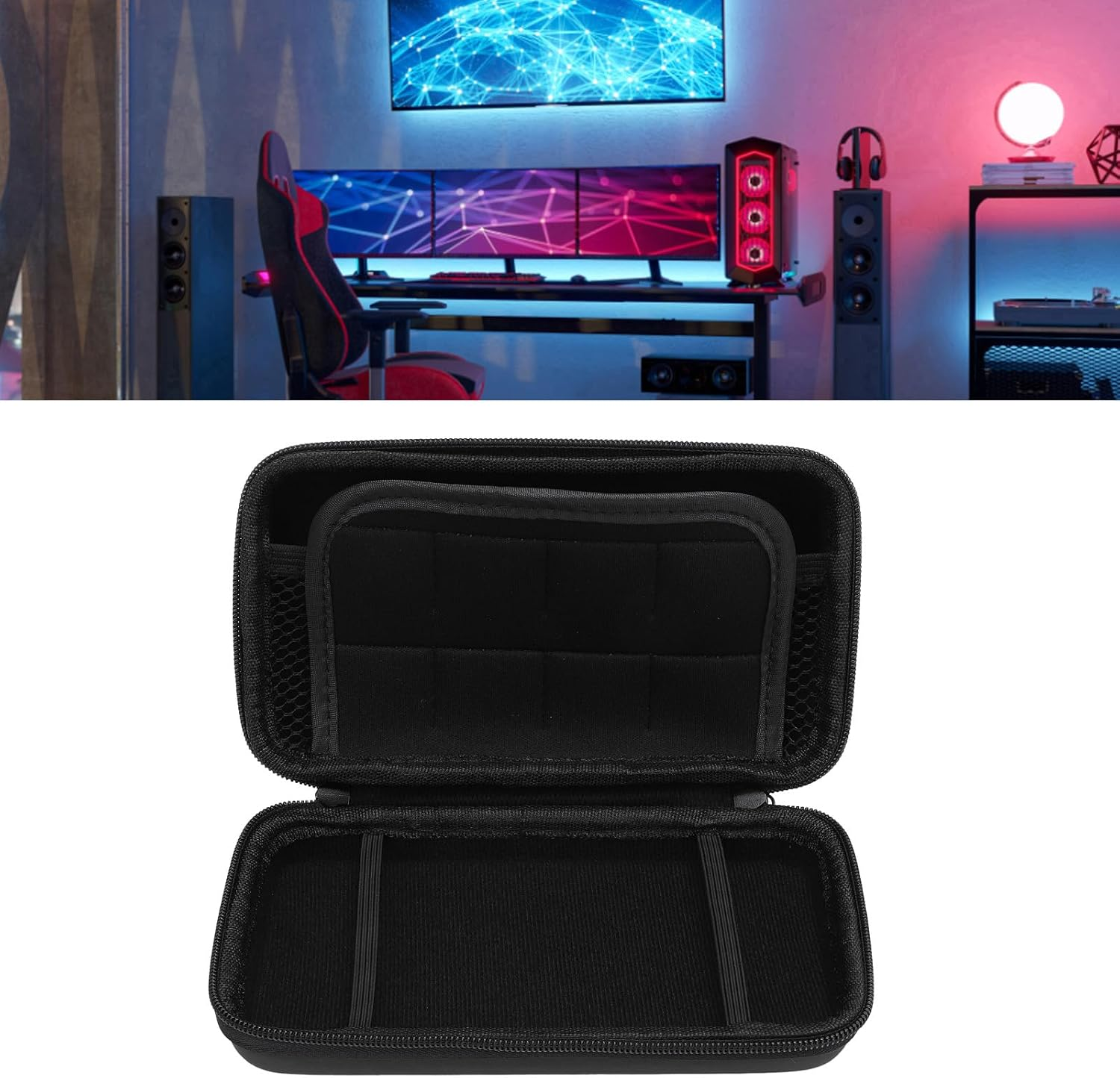 Carrying Case for Nintendonew New 2DS XL, 2DS LL, New 3DS, 3DS Console, Hard Protective Shell Travel Case Pouch with 8 Game Cartridges Slot, Water Proof PU & Hard EVA, Console image number 5