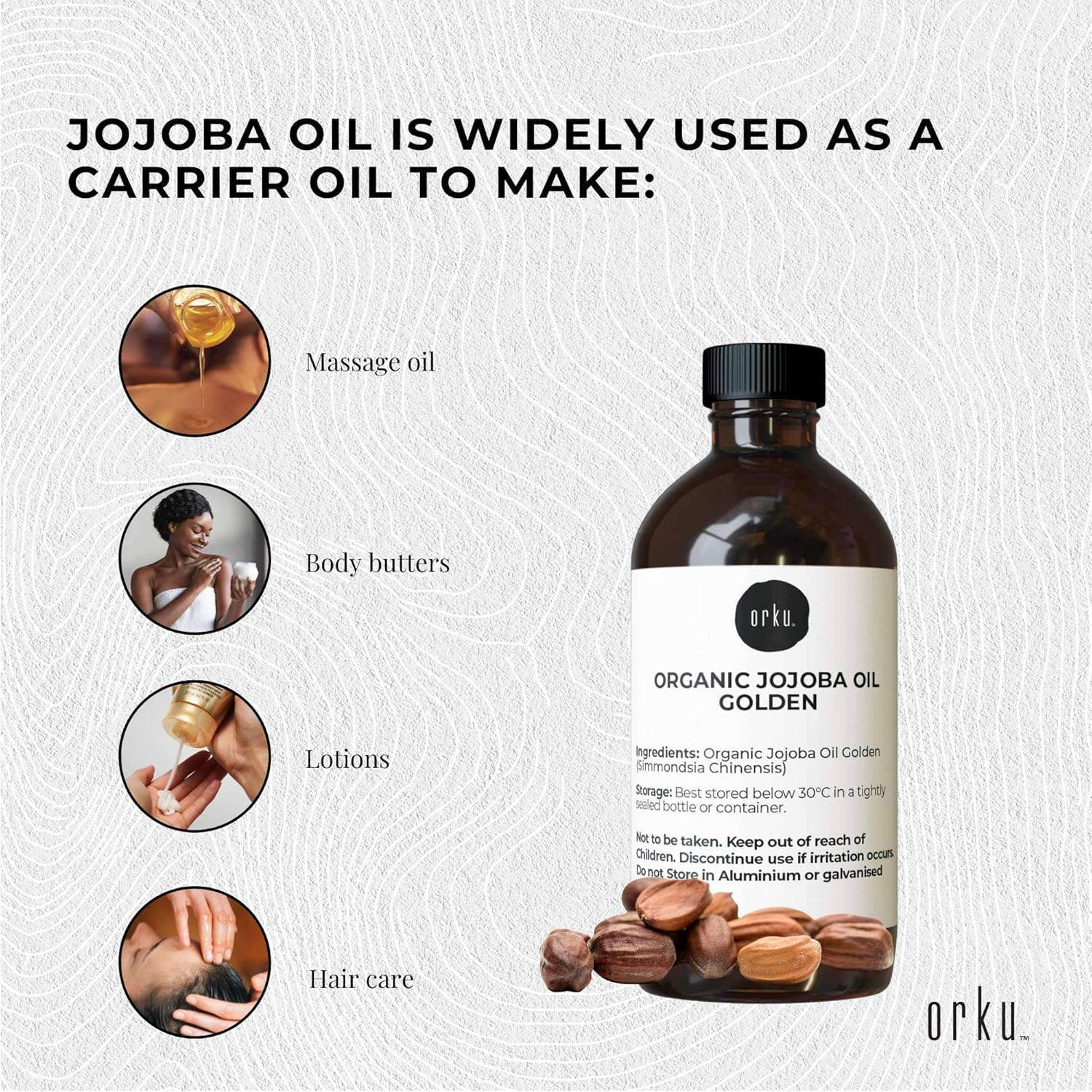 100Ml Organic Jojoba Oil - Golden Pure Cold Pressed Seed for Hair Skin Nails image number 5