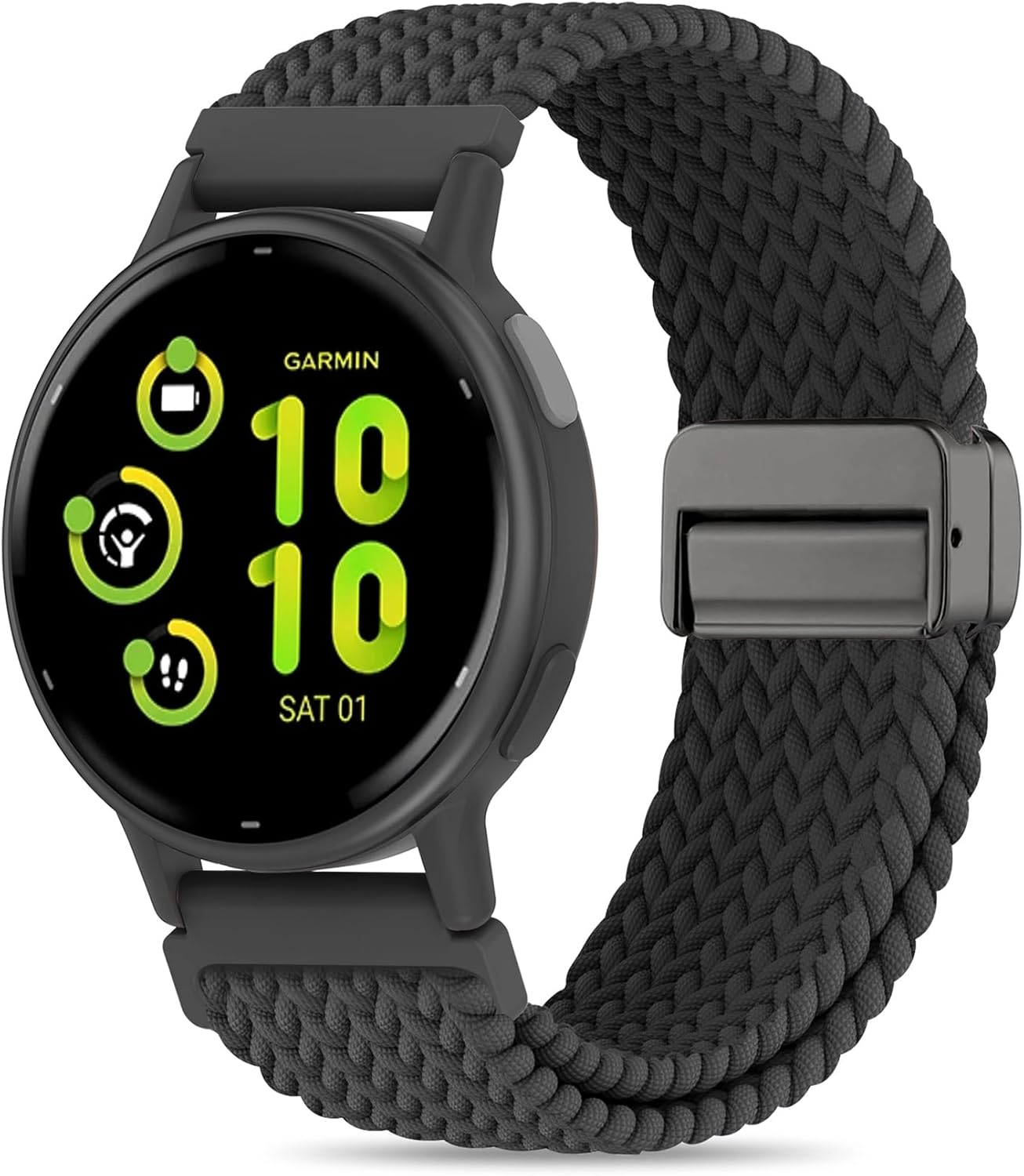 Everact 20Mm Magnetic Braided Watch Bands Compatible with Garmin Vivoactive 5/Vivoactive 6/3/3 Music/Venu Sq 2/Venu, Quick Release Nylon Soft Sport Stretchy Strap for Forerunner 55/165/245/645