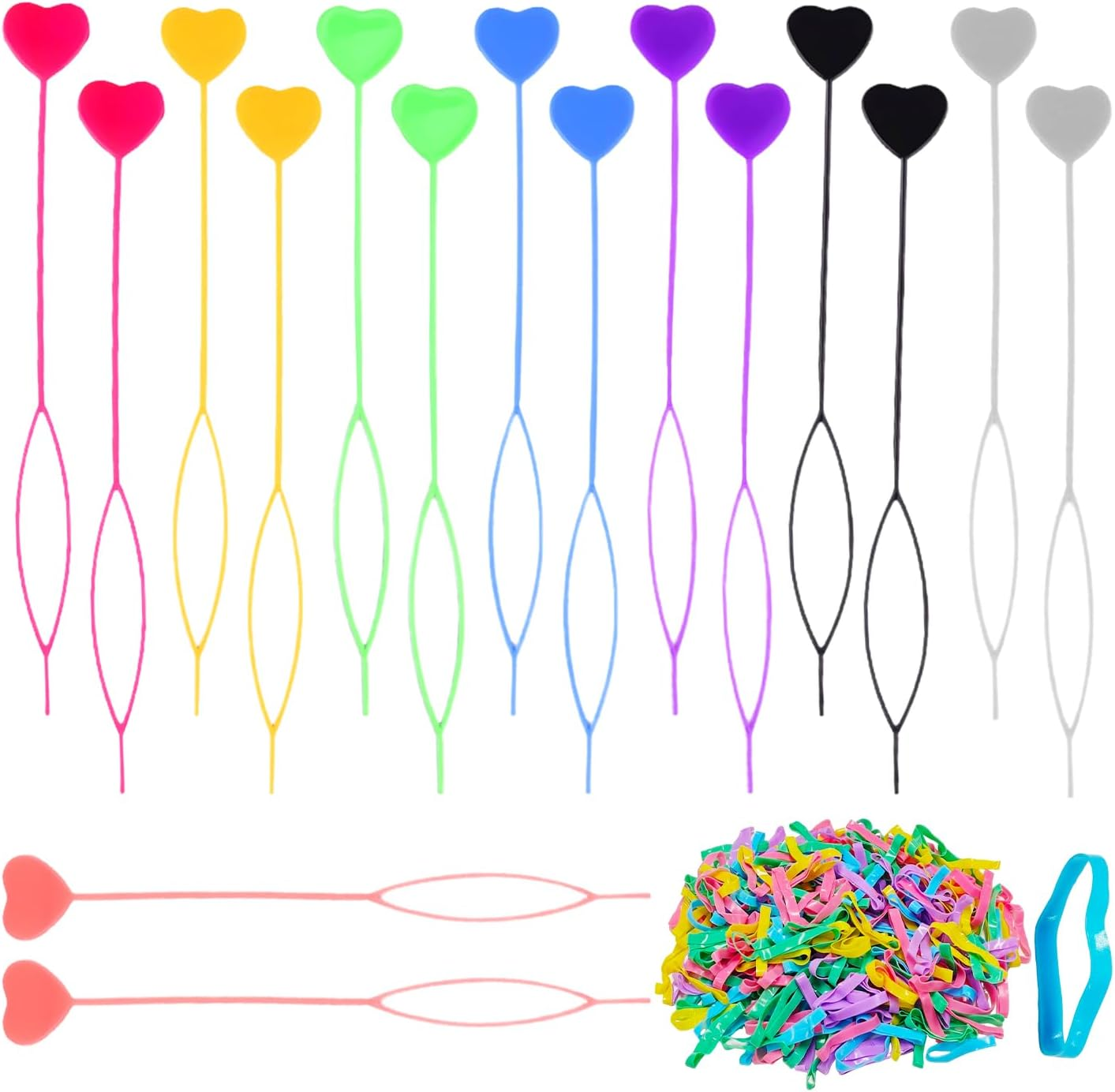 16 Pieces Love Hair Pullers 1 Pack Small Rubber Bands Braid Beads Gadgets Hair Tools Hair Braider Hair Styling Tools image number 1