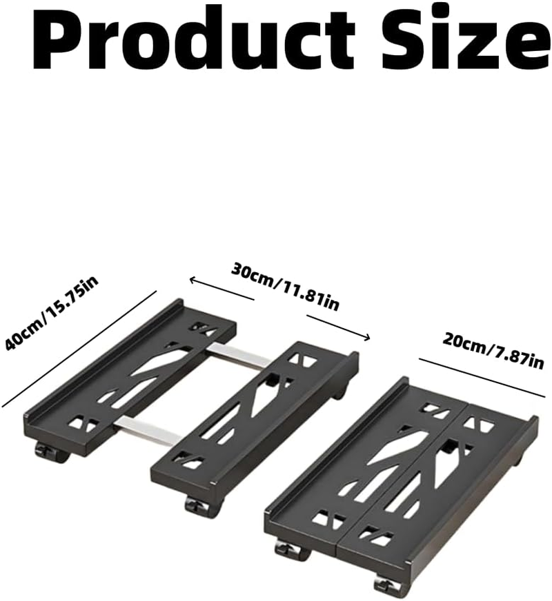 Metal Computer Tower Stand, CPU Holder Cart under Desk Max 80Kg, Heavy Duty Mobile CPU Stand, Width Adjustable Desktop Stand with Rolling Caster Wheels, PC Tower Stand Holder