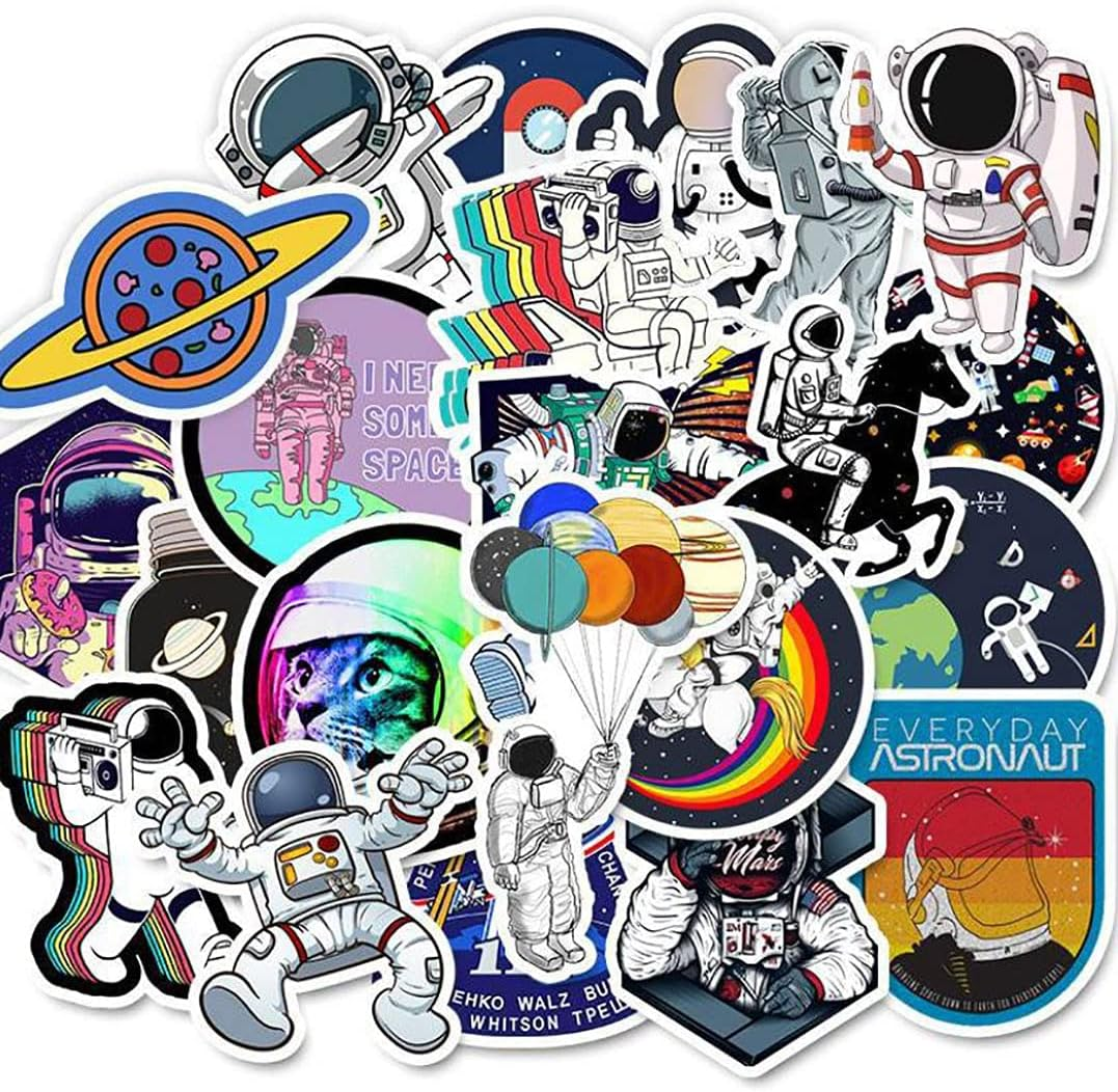 Astronaut NASA Space Explorer Stickers 50 Pcs, Vinyl Waterproof Universe Cosmic Planet Sticker Decals for Water Bottle Laptop Guitar Skateboard Car Bike Bumper Suitcase Luggage for Adults Teens Kids image number 3