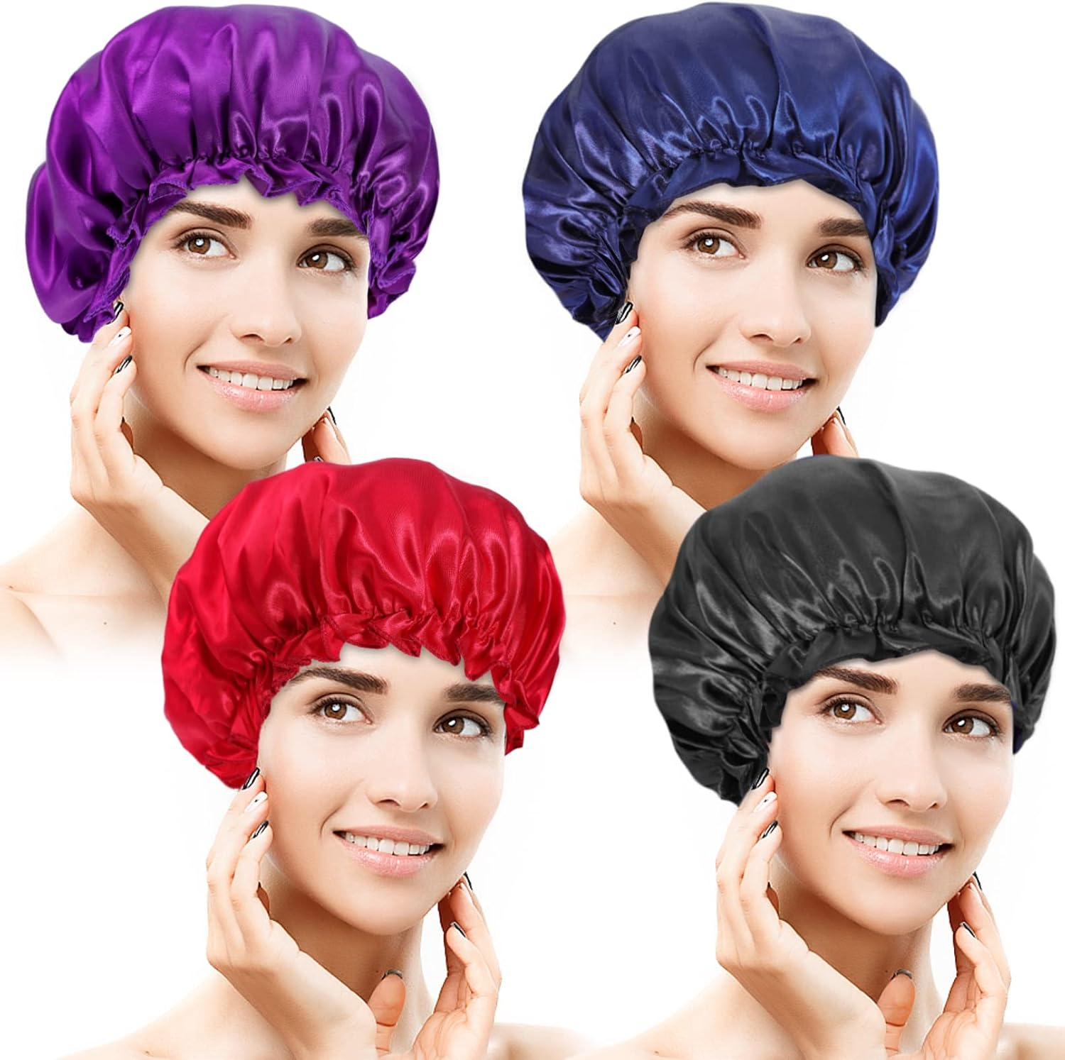 Extra Large Satin Bonnets Sleep Caps,Soft Wide Band Elastic Satin Bonnet,Comfortable Silk Bonnet,Satin Silk Jumbo Bonnet