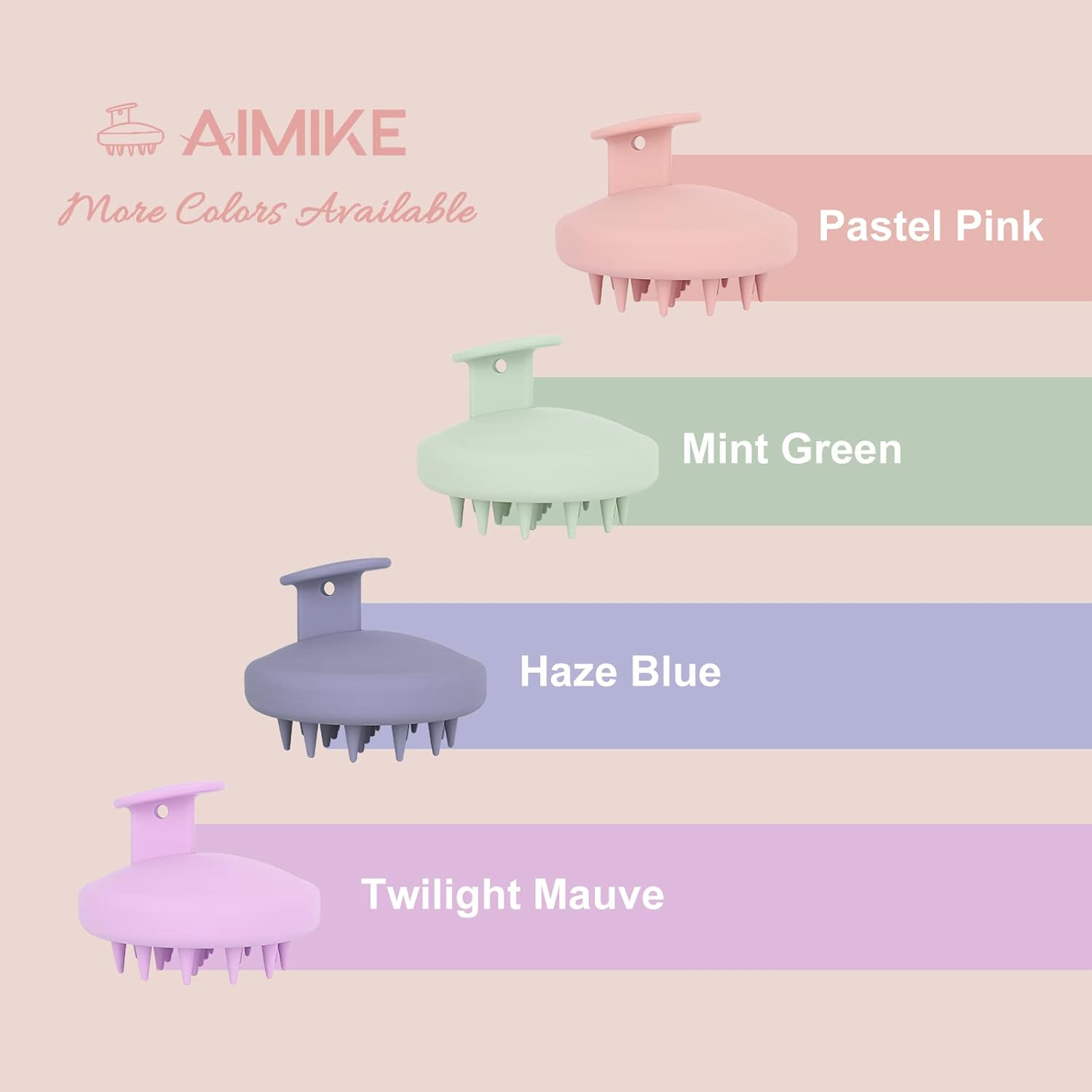 AIMIKE Scalp Massager Shampoo Brush, Soft Silicone Hair Scrubber for Washing Hair, Dandruff Removal & Scalp Scrubber Hair Growth Stimulator, Scalp Brush/Exfoliator Brush on Dry & Wet Scalp - Pink image number 4