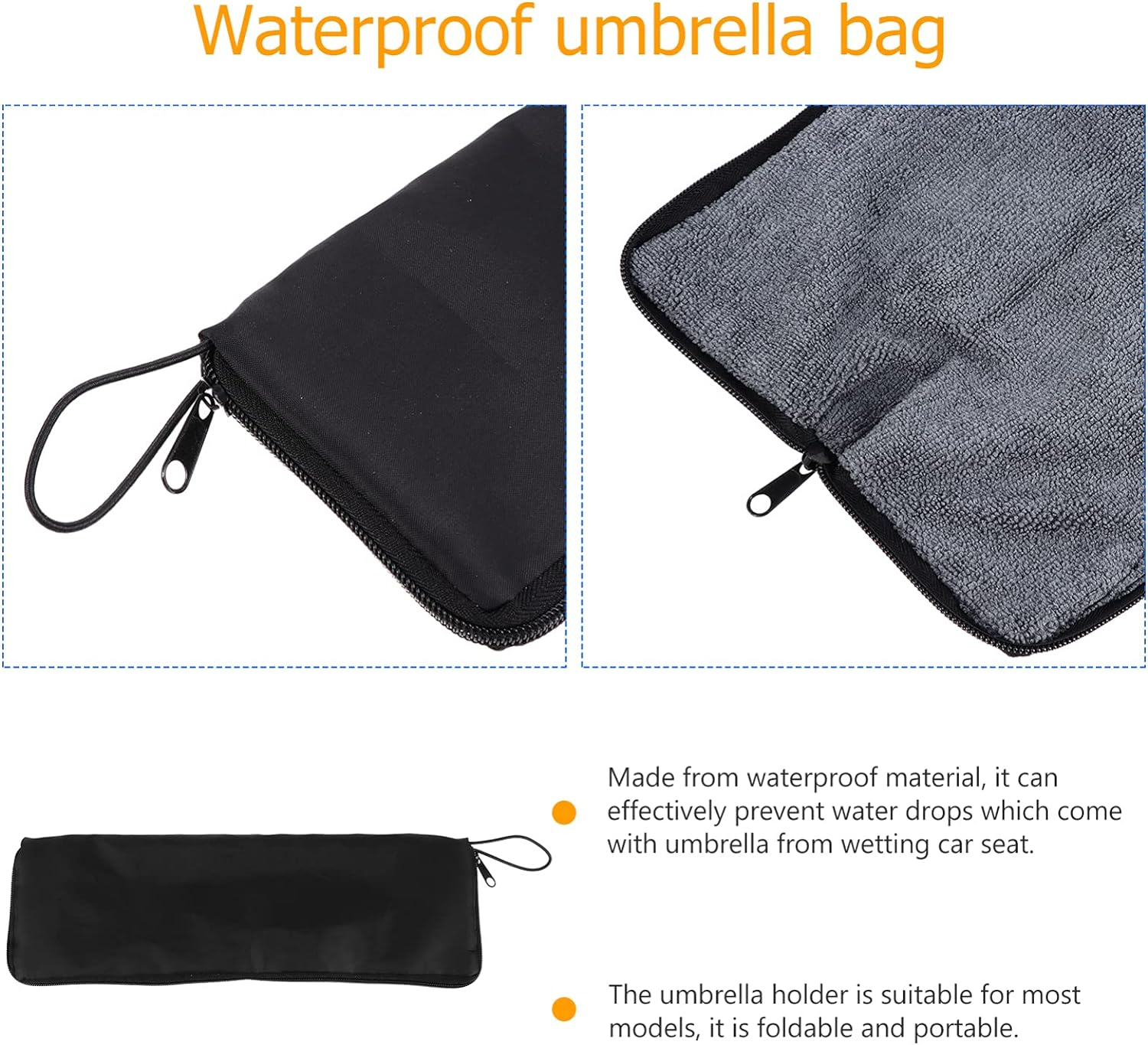 BESPORTBLE Folding Umbrella Bag Umbrella Cover Portable Waterproof Bag Umbrella Bag Umbrella Hanging Bag Umbrella Storage Bag 1Pc (Blue 35Cm) - Grey image number 6