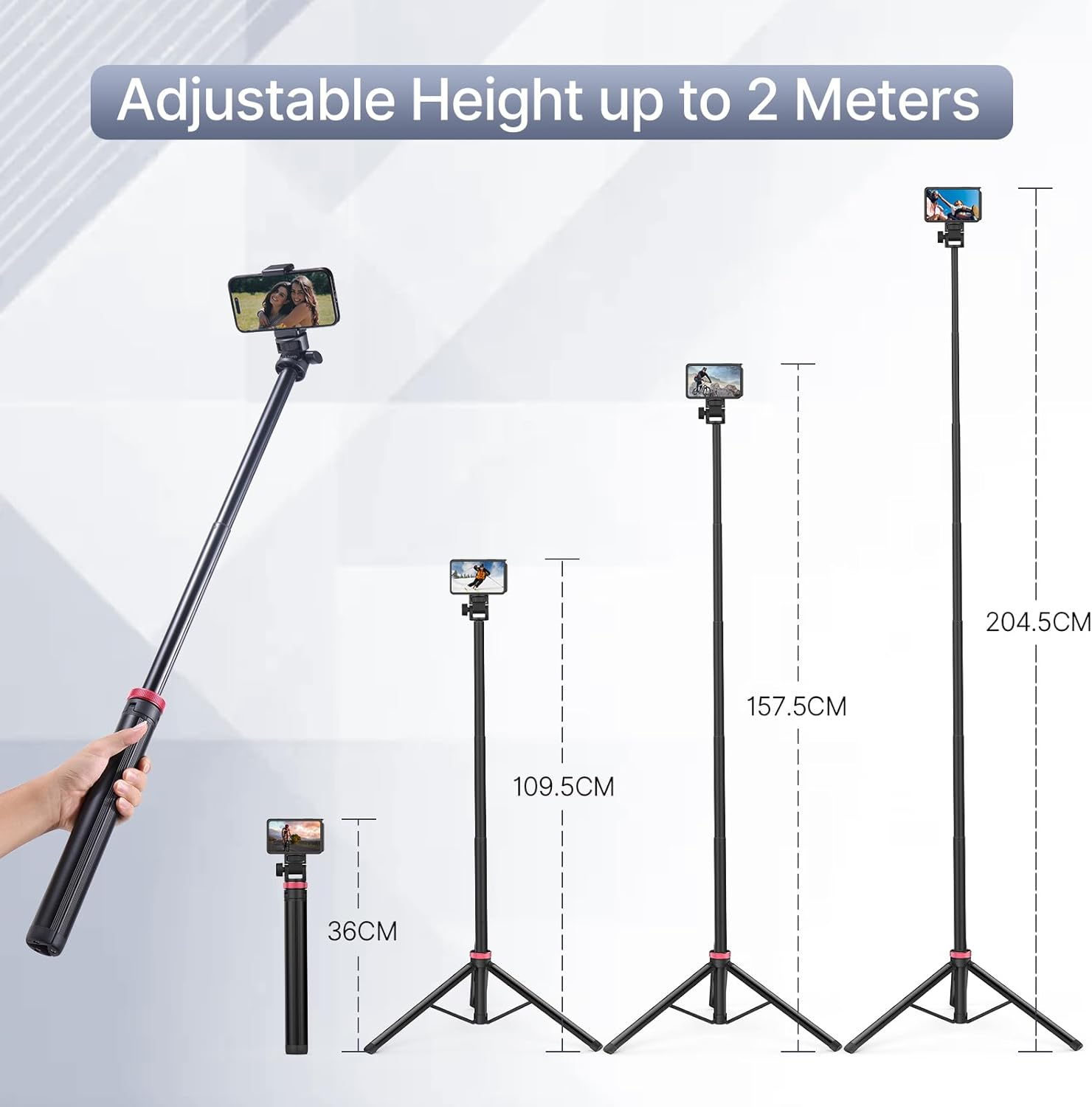 ULANZI MT-79 Extendable Camera Tripod Aluminum, 81" Portable Adjustable Light Stand with 1/4" Screw, 360&deg; Ball Head Camera Phone Tripod for Camera Video Light Smartphone, Lightweight for Travel