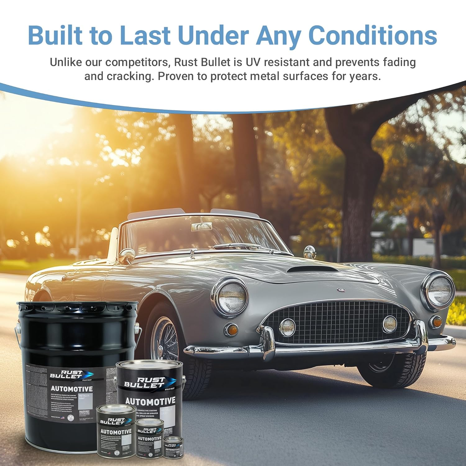 RUST BULLET Automotive - Metallic Gray - 1 Quart - Rust Inhibitor & Protective Coating for Cars, Trucks, & Metal Surfaces, UV Resistant, No Topcoat Needed image number 5