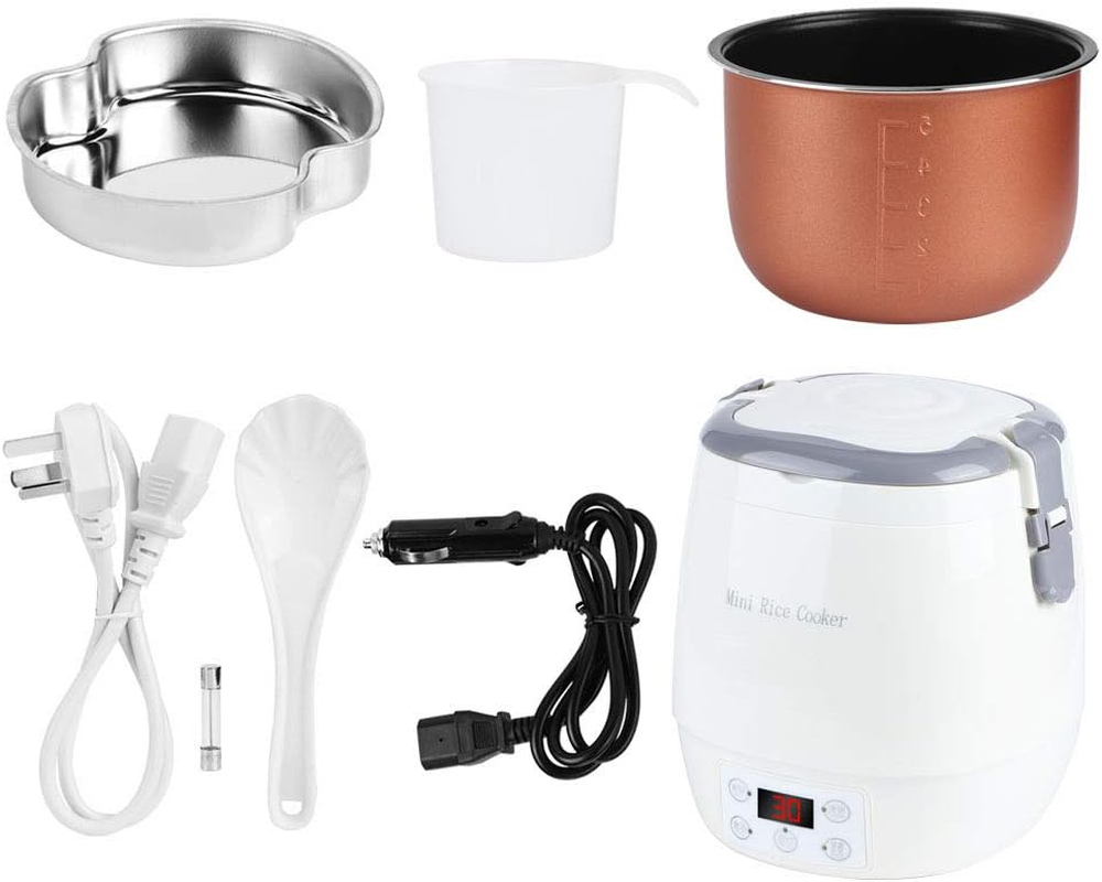 Different Gift 1.6L Mini Rice Cooker, Separate Inner Tank Food Steamers, White Electric 12V AU 220V for Home Car image number 1