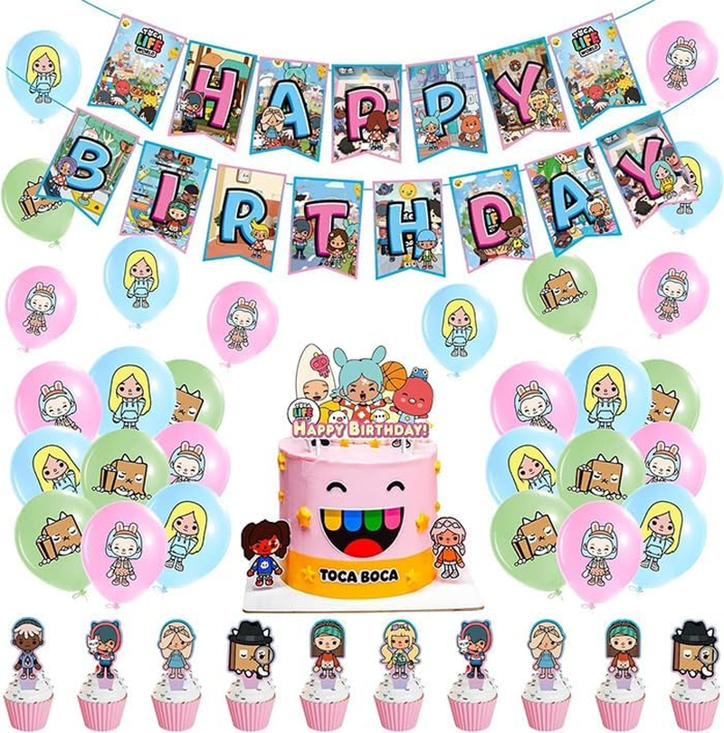 Toca Life World Birthday Decoration Toca Life World Balloons Toca Life World Birthday Balloons Toca Life World Party Decoration Toca Life World Birthday Decoration Garland Cake Topper, 1007SM image number 2