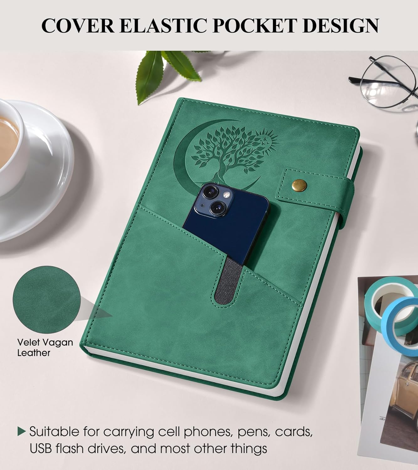 365 Page Thick Lined Journal Notebook for Men Women, A5 Leather Journals for Writing, Hardcover Notebooks for Work, School, Note Taking,Travel, Business,Personal Diary, College Ruled 5.9" X 8.4" image number 6