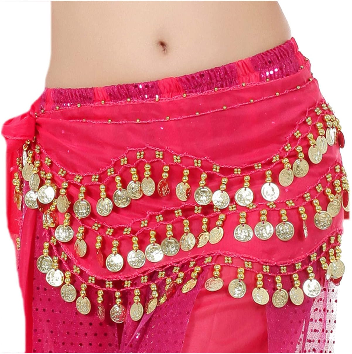 Lauthen.S 128 Coins Belly Dance Hip Scarf Tribal Belt Halloween Genie Costume Accessory
