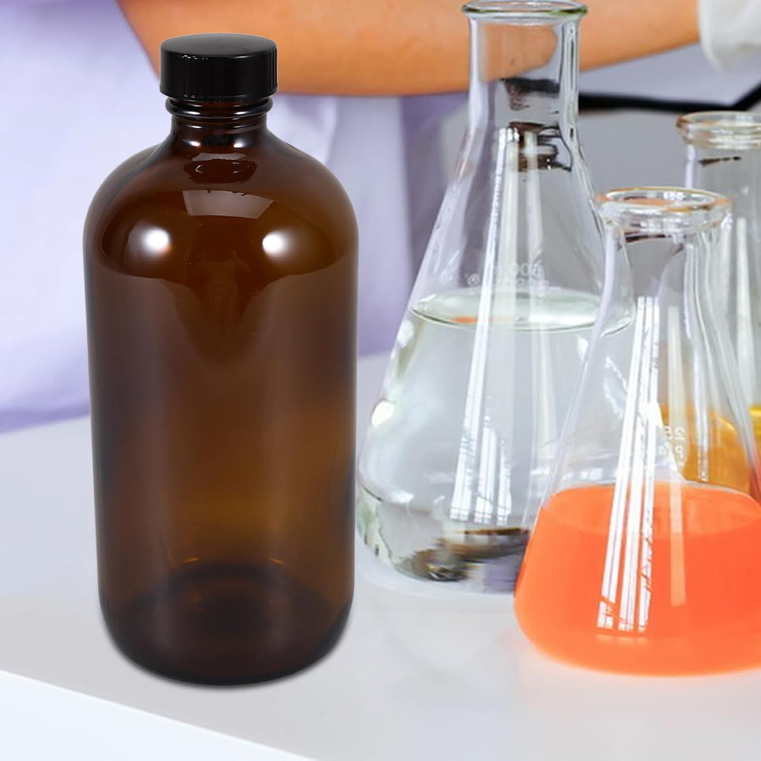 SOLUSTRE Refillable 500Ml Brown Glass Bottle Laboratory Reagent Medicine Storage Lightweight and Sturdy image number 6