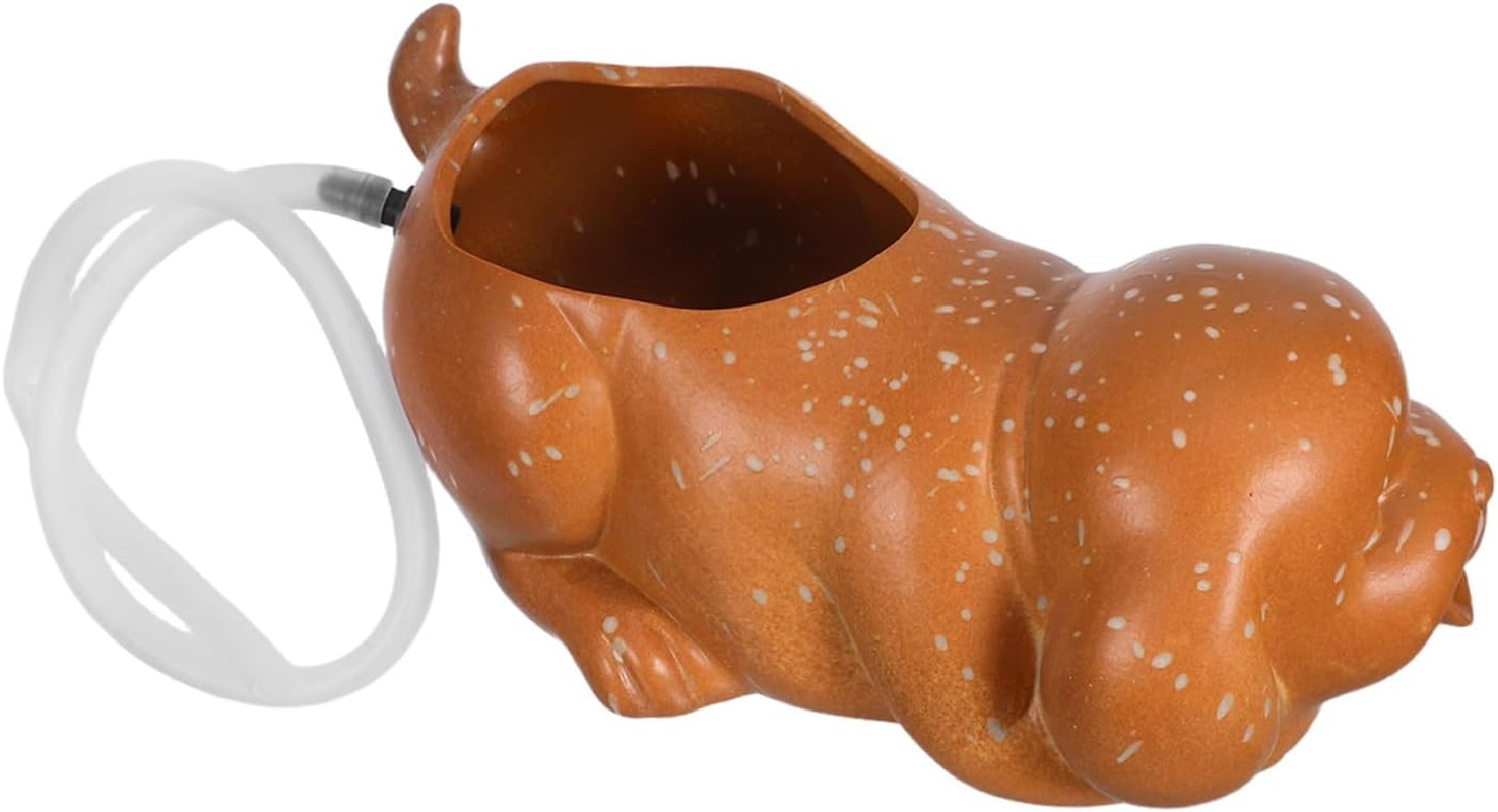 BESPORTBLE Ceramic Puppy Fountain Spitter for Outdoor Garden with Ancient Swamp Filtration Interactive Aquarium Decor Encouraging Fish Activity Water Purification Planter for Indoor And