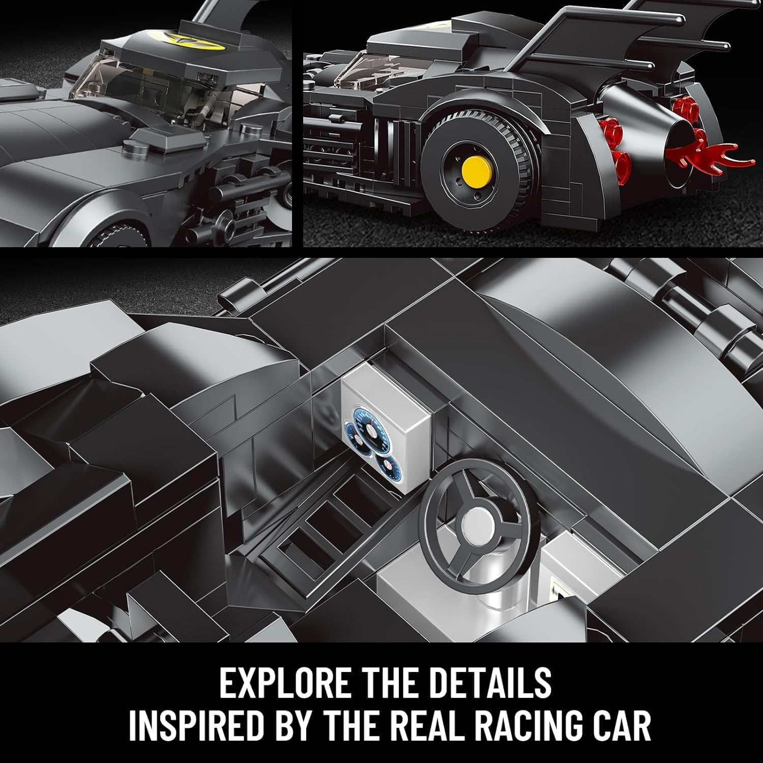 Mould King Batmobile Model Car Building Kit, 27018 Batman Car Building Blocks, STEM Vehicle Toy for Adults and Kids 8+, 409 PCS image number 3