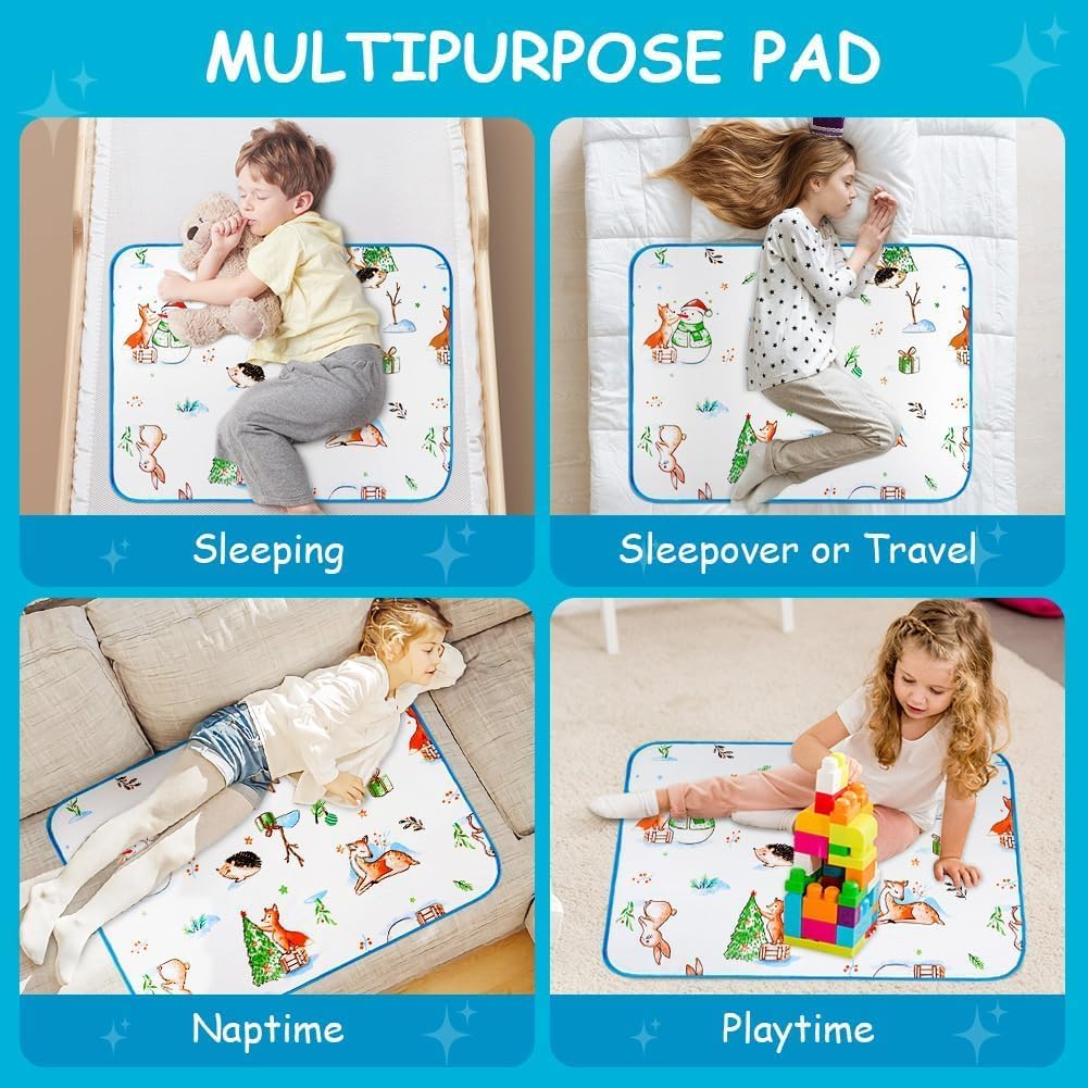 ZONEY Potty Training Bed Pads, Bed Protector for Kids, Bed Wetting Mattress Protector Bed Wetting Sheets Mats, Absorb Water Pads Toddler Sheet Protector,80 * 100Cm(Snowman, M)