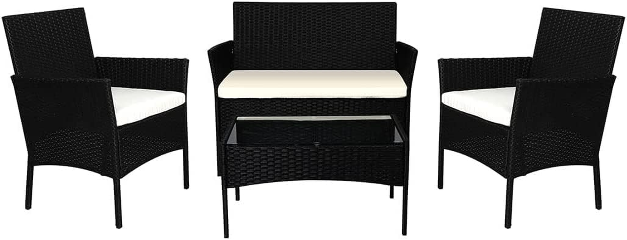 Levede 4PCS Outdoor Furniture Setting Patio Garden Table Chair Set Wicker Lounge Conversation Sets Rattan Dining Set image number 4