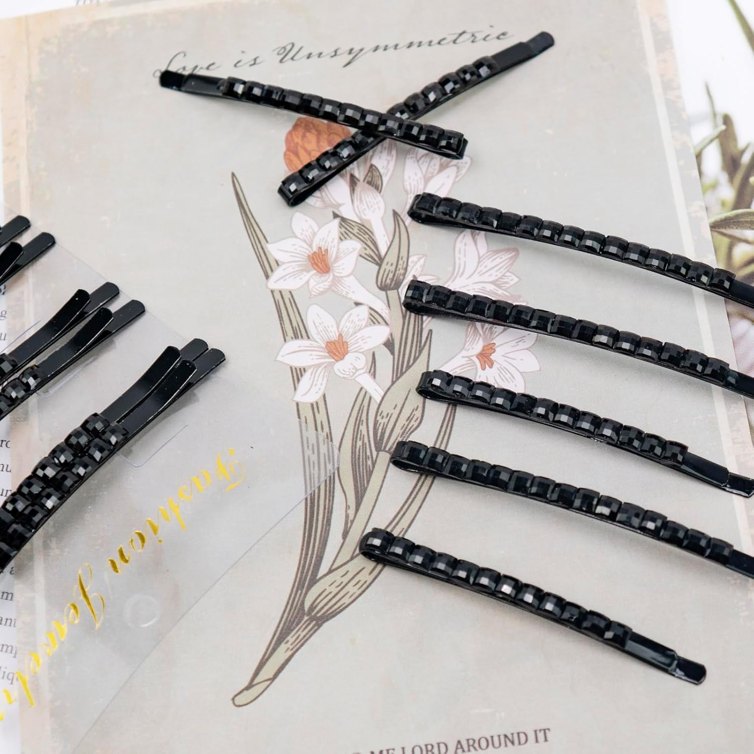 40 Pcs Black Rhinestone Bobby Pins Sparkly Hair Decoration Shiny Crystal Diamond Hair Pins Metal Hair Barrettes Hairpins for Women (Black) image number 4