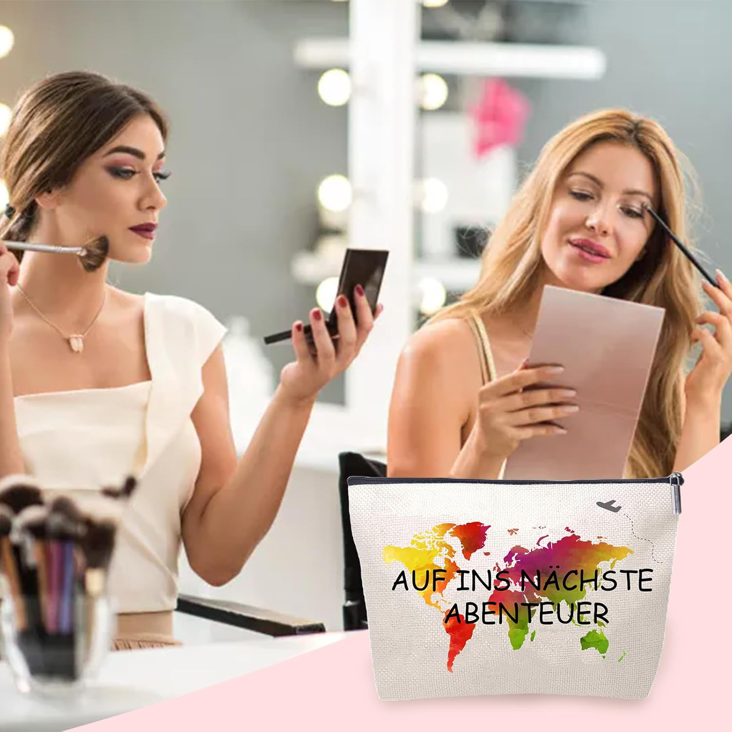 Gift for Best Friend, Cosmetic Bag, Small, Natural, Make-Up Bag for Big Sister, Cosmetic Bag Small, Go to the Next Adventure, 24X18Cm image number 6