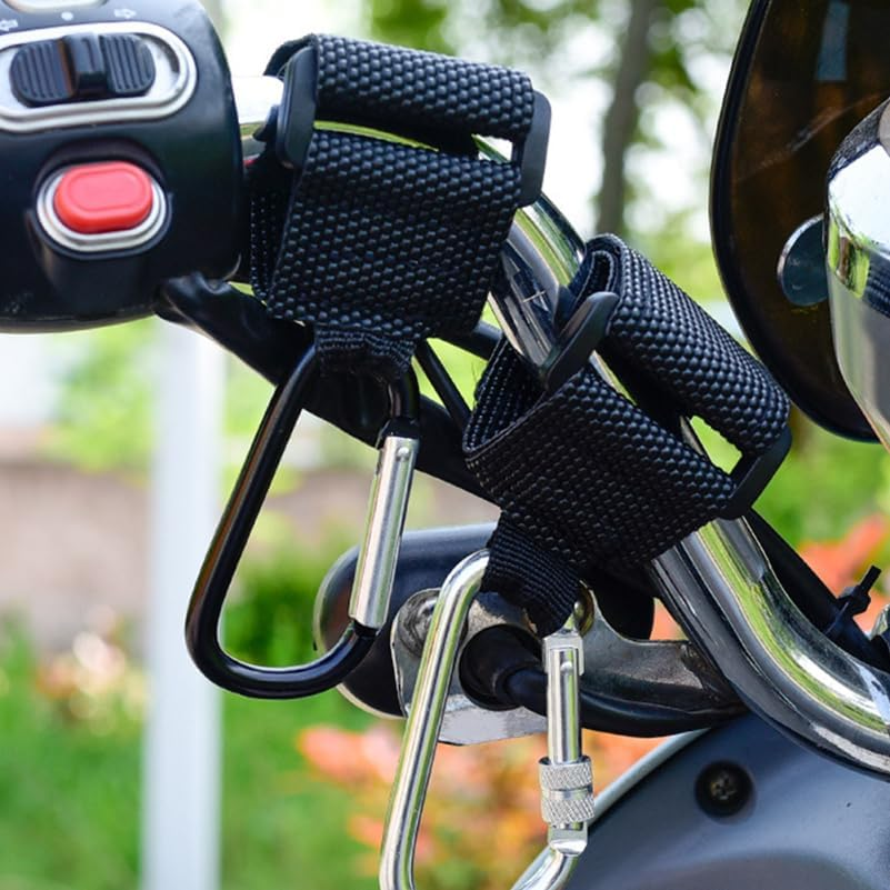 2Pcs Silver Stroller Hooks, Aluminum Alloy Carabiner Clips for Hanging Shopping Bags, Pram Organizer, Mummy Bag Holder, Car Stroller Accessories