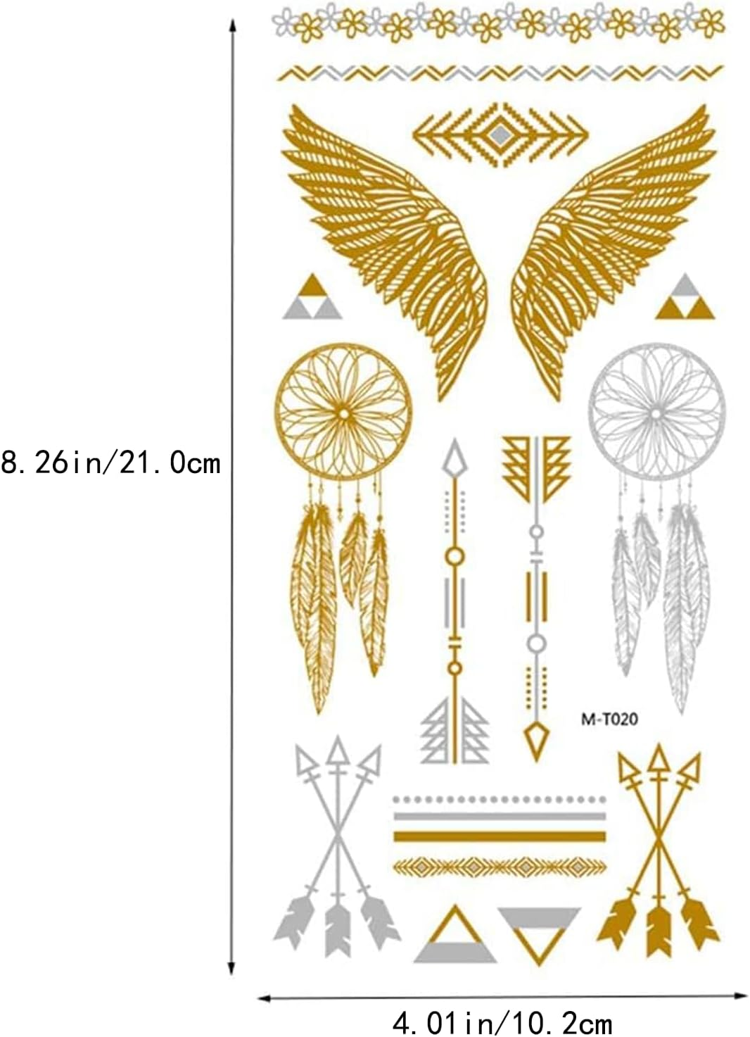 Temporary Tattoos - 5 Large Sheets Gold Silver Glitter Fake Tattoos, 80+ Color Flash Fake Waterproof Tattoo Stickers for Adults and Kids image number 1