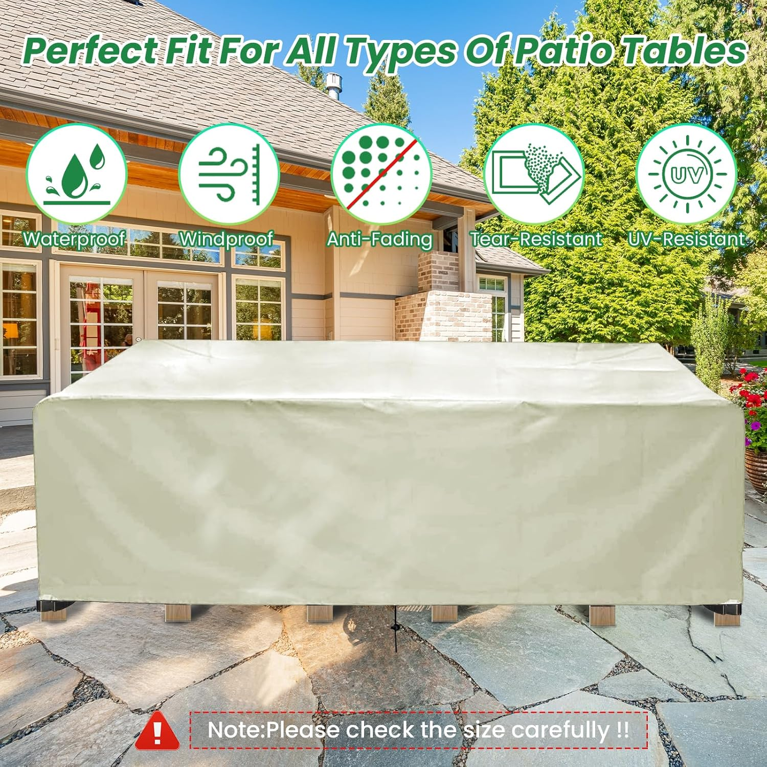 Outdoor Patio Furniture Cover Set, Heavy Duty Oxford Fabric Waterproof Furniture Covers, Dustproof, UV Resistant, for Tables, Chairs, Sofas, Outdoor Furniture Covers (BEIGE, 325X208X58CM)