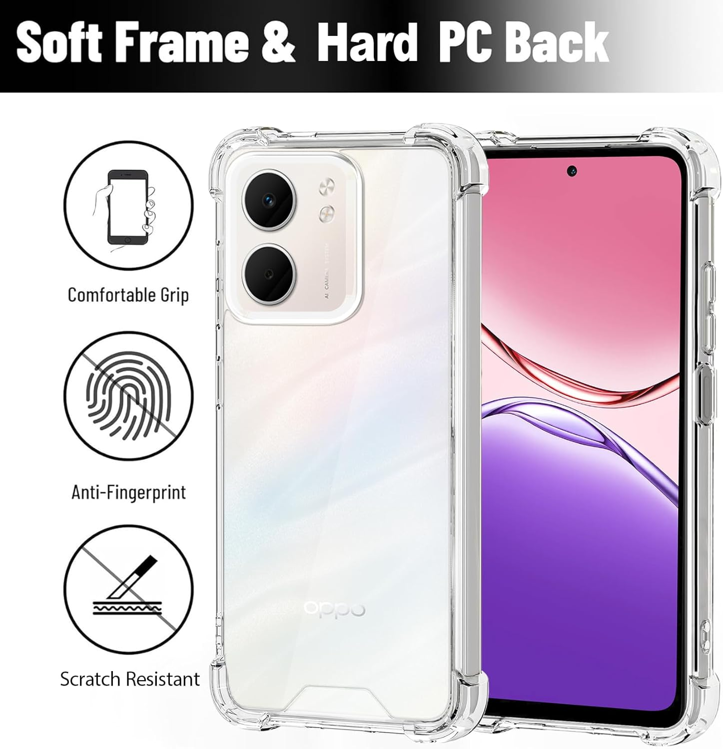 USTIYA 2-Pack Screen Protector + Case for Oppo A5X 4G/5G Protection Tempered Glass Film, HD Clear Cover image number 6