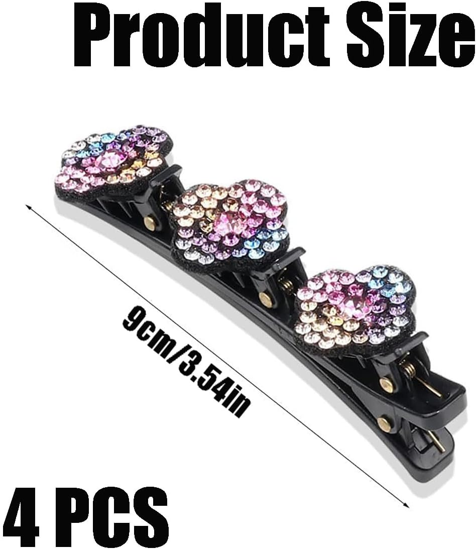 Shiny Rhinestone Hair Clip, 4 Pieces Women'S Hair Clips, Hair Clip with Crystal Flower, Double Layer Hair Clips, Glitter Crystal Stone, Girls Hair Accessories for Girls Women image number 3