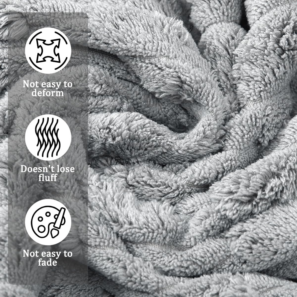 4 PCS Large Coral Towel Set Ultrasoft Bath Towels Absorbent Hand Towel for Bathroom, Hotel, SPA, Sports, Pool (Black+Grey) image number 6