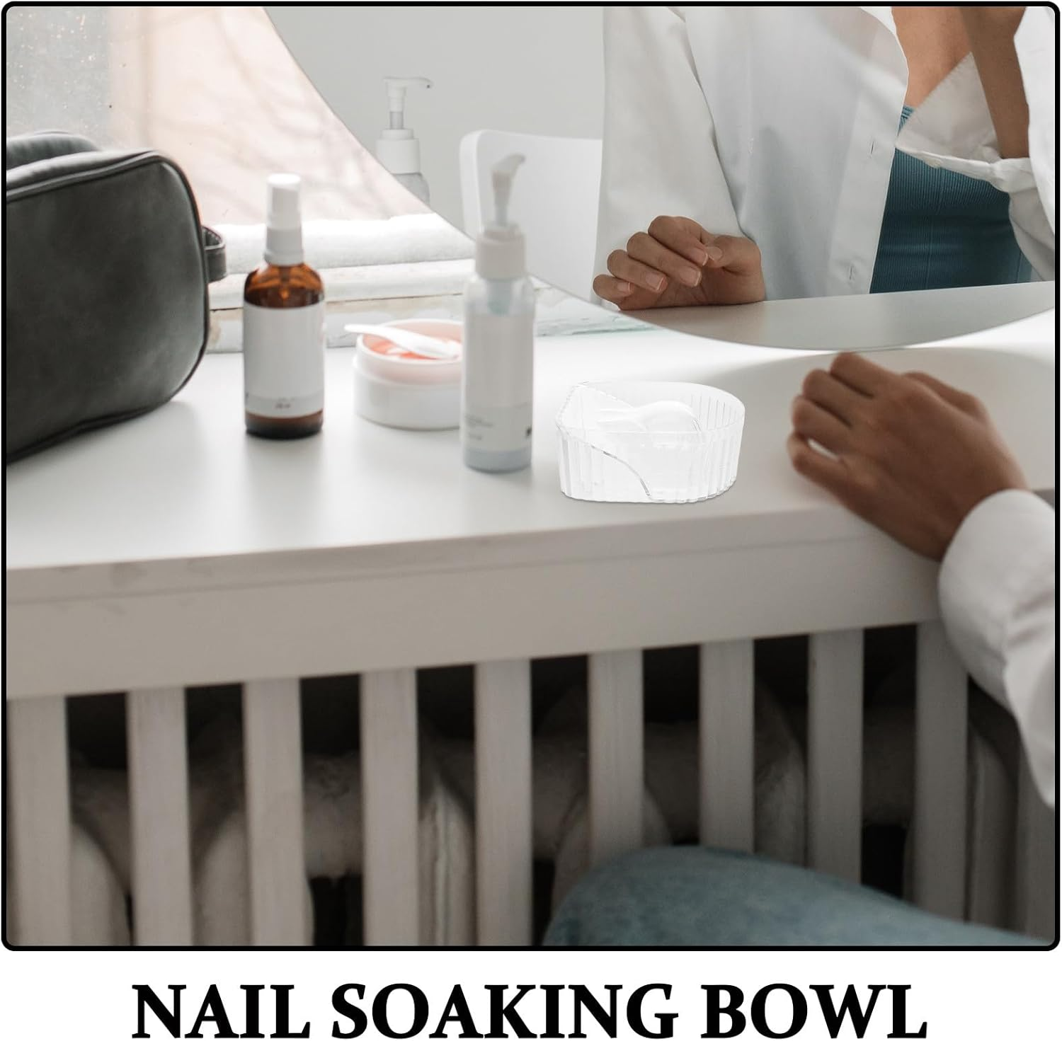 SOLUSTRE Hand Soaking Bowl for Manicure Nail Soaker Bowl Softens Cuticles Nail Care Tool and Salon Use image number 1