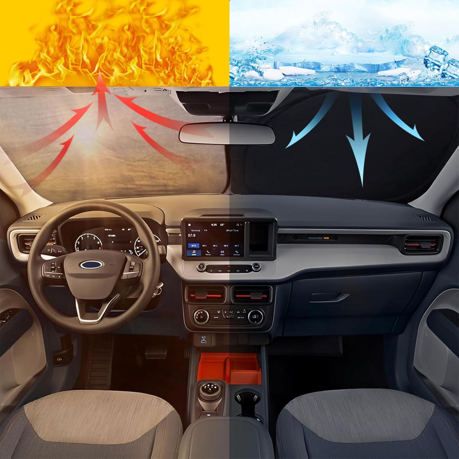 KMF Windshield Sun Shade for Toyota 4Runner 2010-2024 with 310T Foldable Car Sun Shade,Custom Fit Sunshade for Front Window Sun Visor Protector Interiors Block UV Rays Accessories image number 6