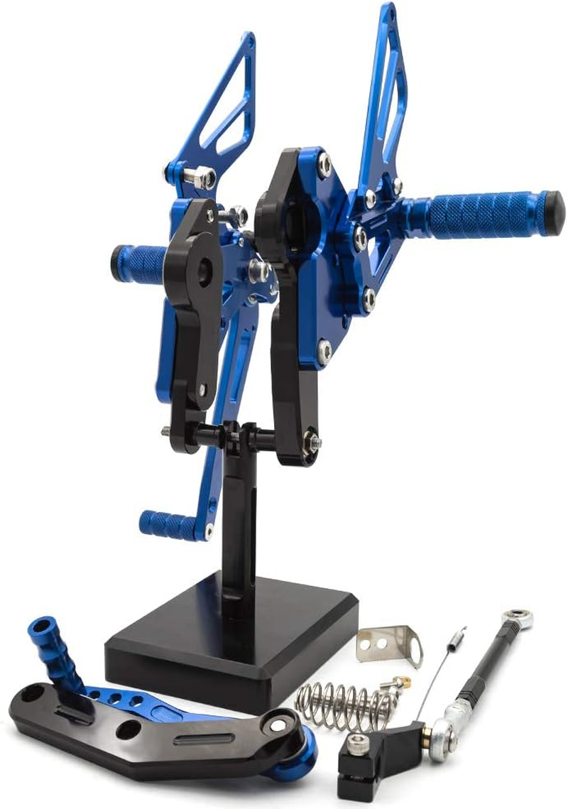 FXCNC CNC Billet Motorcycle Rearset Foot Pegs Rear Set Footrests Fully Adjustable Foot Boards Compatible with FZ-09 MT-09 FZ09 MT09 2013-2019, XSR900 2016-2019