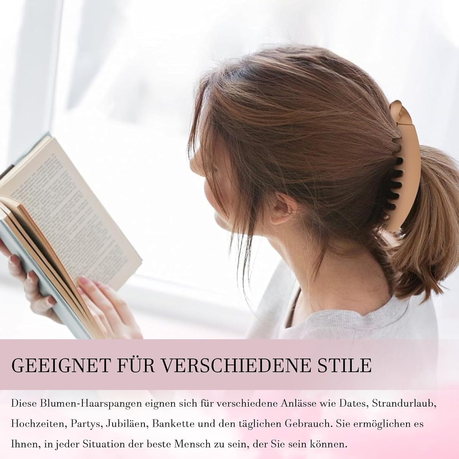 Pack of 6 Large Banana Clips, Non-Slip Ponytail Holder Clip, Vintage Hair Clip, Sturdy Banana Clip, Hair, Thick Hair, Large for Women and Girls, 6 Colours image number 3