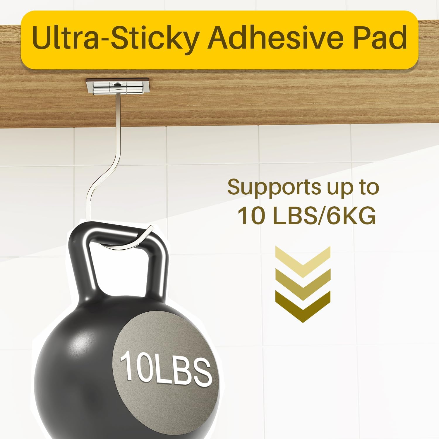 2-Pack Self Adhesive Banana Hook, Metal Banana Hanger Hook,Under Cabinet Hook for Bananas or Kitchen Items, Foldable Banana Hook, Folds up with Magnets When Not in Use, Keep Bananas Fresh, Silver image number 3