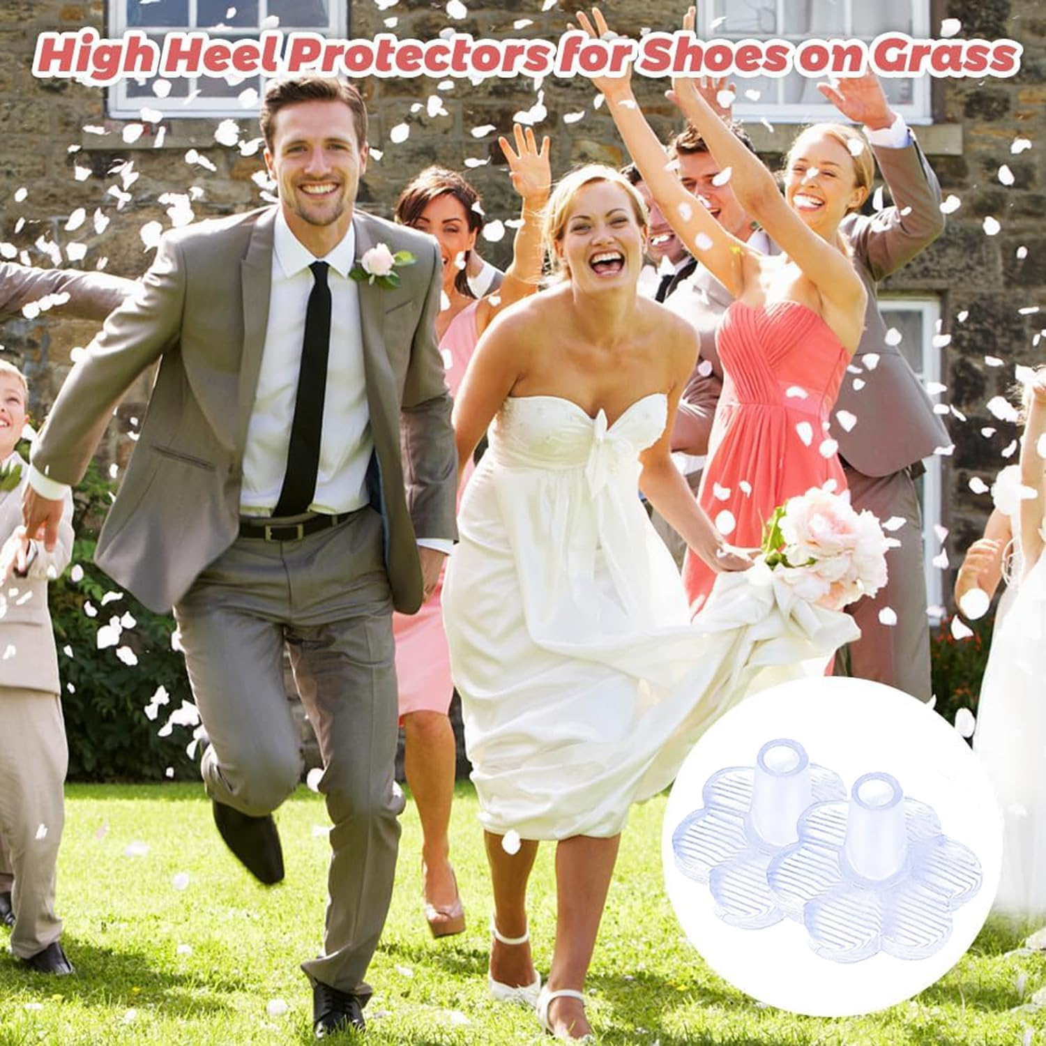 15 Pairs High Heel Protectors, Grass Heel Protector for Shoes Women, 5 Sizes High Heel Shoes Noise Protector, Anti-Slip High Heel Shoes Caps for Wedding, Formal Occasions, Outdoor Events