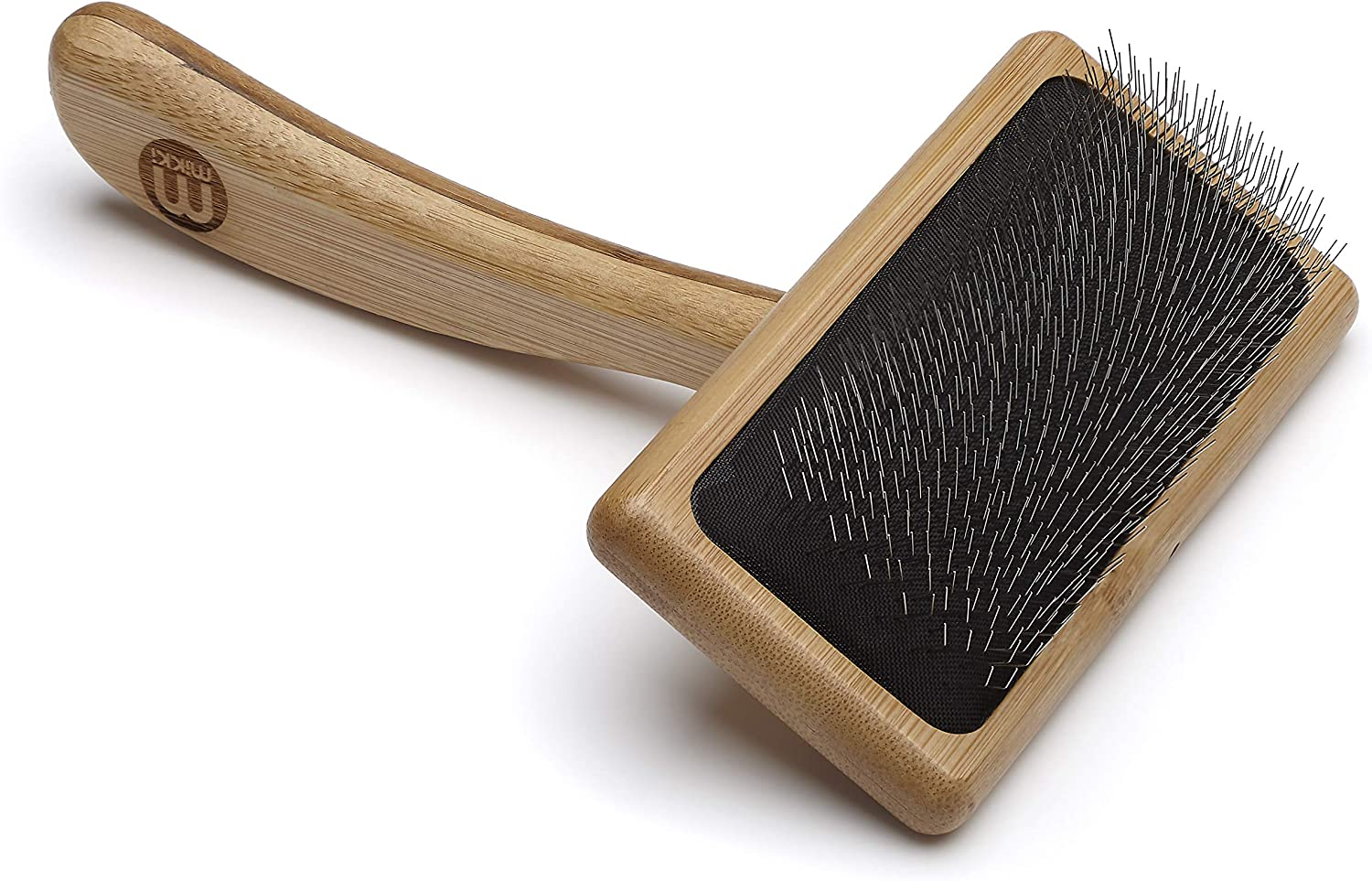 Mikki Bamboo Soft Pin Slicker Brush for Dog, Cat, Puppy, for Medium, Long and Curly Coats, Removes Knots, Tangles, Dead Hair, Handmade from Natural Bamboo, Medium image number 5