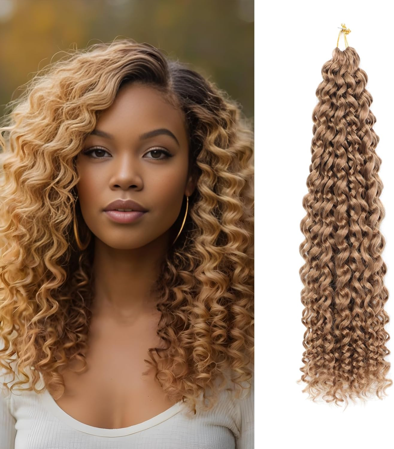 8 Packs Gogo Curl Crochet Hair 18 Inch Long Curly Crochet Hair for Women Beach Curl Water Wave Deep Twist Crochet Braids Synthetic Braiding Hair Extensions (T27/613#, 18 Inches (Pack of 8))