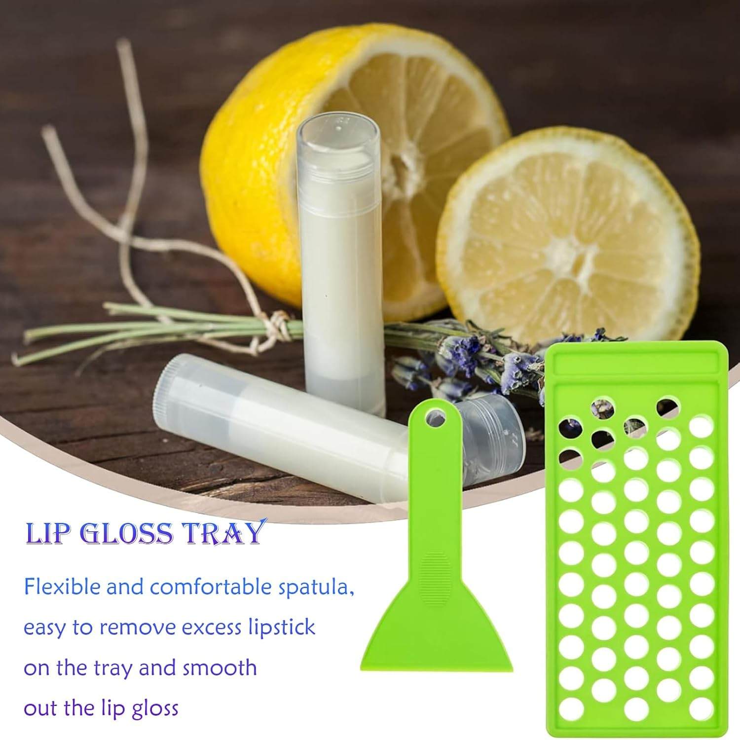 50 Pack Empty Lip Balm Containers with Fill Tray & Spatula, DIY Lip Gloss Tube Refillable White Plastic Lip Balm Tube round Bottle Mouth Red Container image number 2