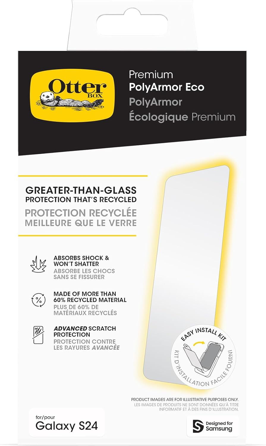 Otterbox Premium Polyarmor Eco Screen Protector for Samsung Galaxy S24, Ultra Strong Protection against Cracks and Chips, Shatter Resistant