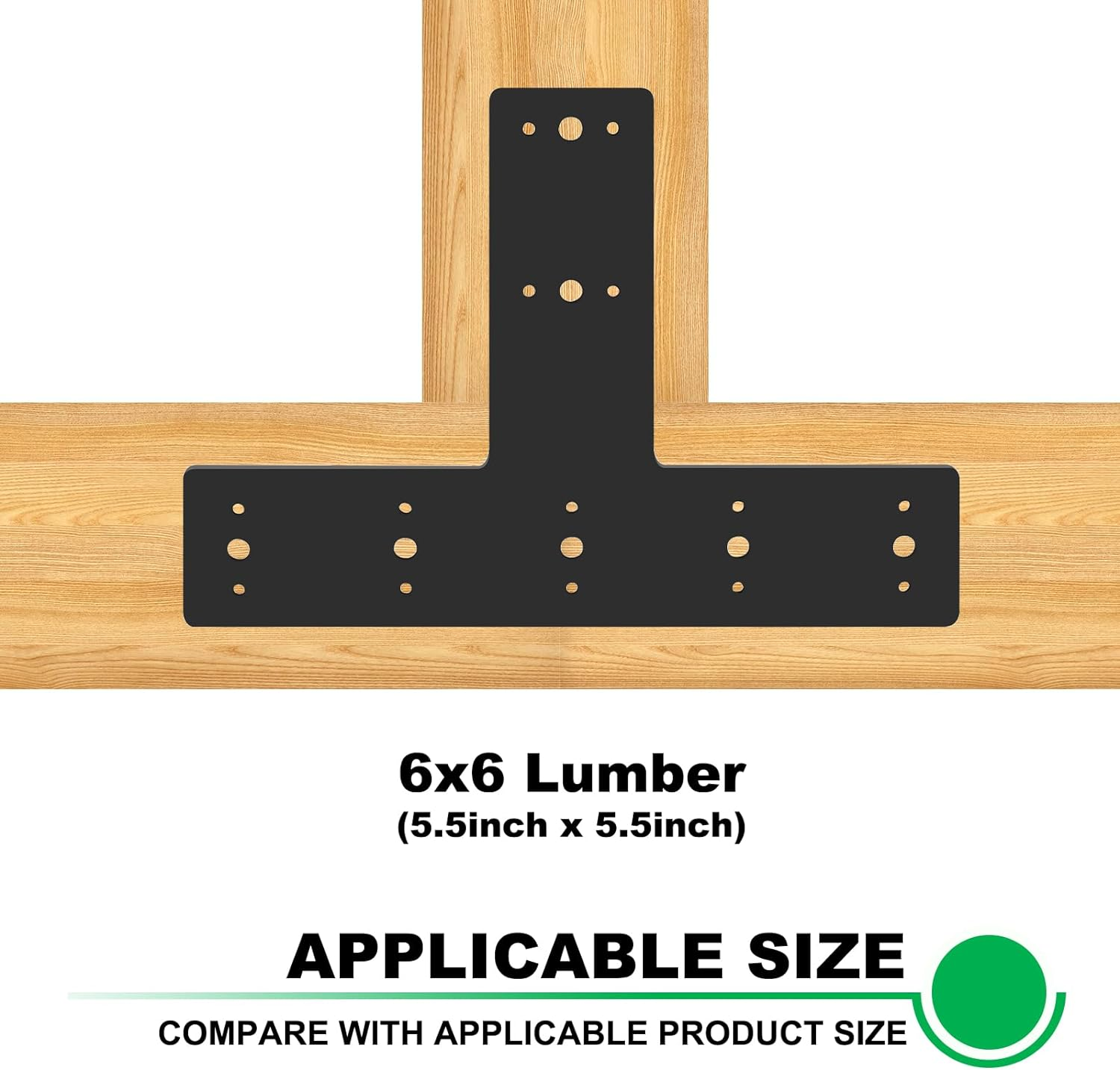 Andorm T Shape Post Bracket - Heavy Duty for Wood 4X4,6X6 Lumber Pergola - Powder Coated, Black image number 5