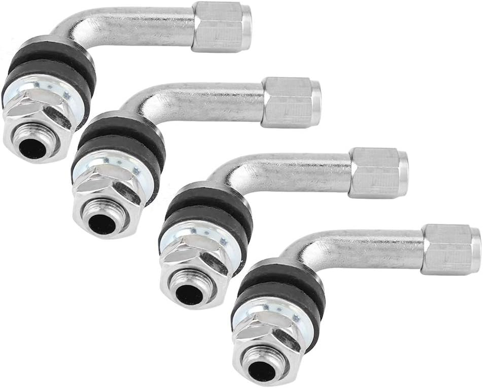 Tyre Valve Stem 4 Pcs 90 Degree Angle Car Motorcycle Tire Valve Stem Aluminum Alloy and Rubber Durable Automotive Wheel Tyre Adapter Tools
