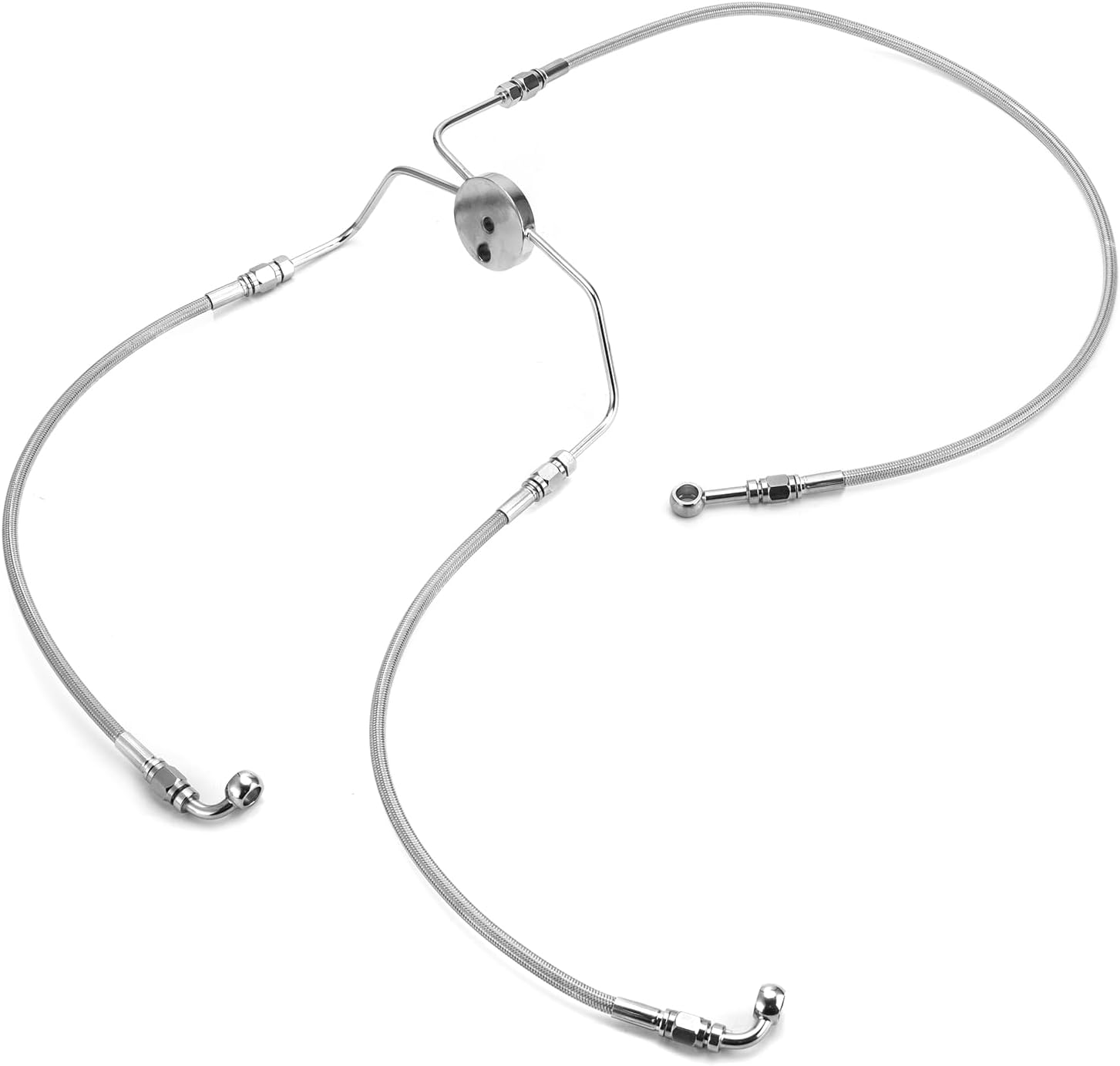 Mofun 51" Upper and Lower Hydraulic Brake Line Compatible with Harley Touring Road Glide Road King 1999-2007, Fit 12"-14" Handlebar, Chrome image number 3