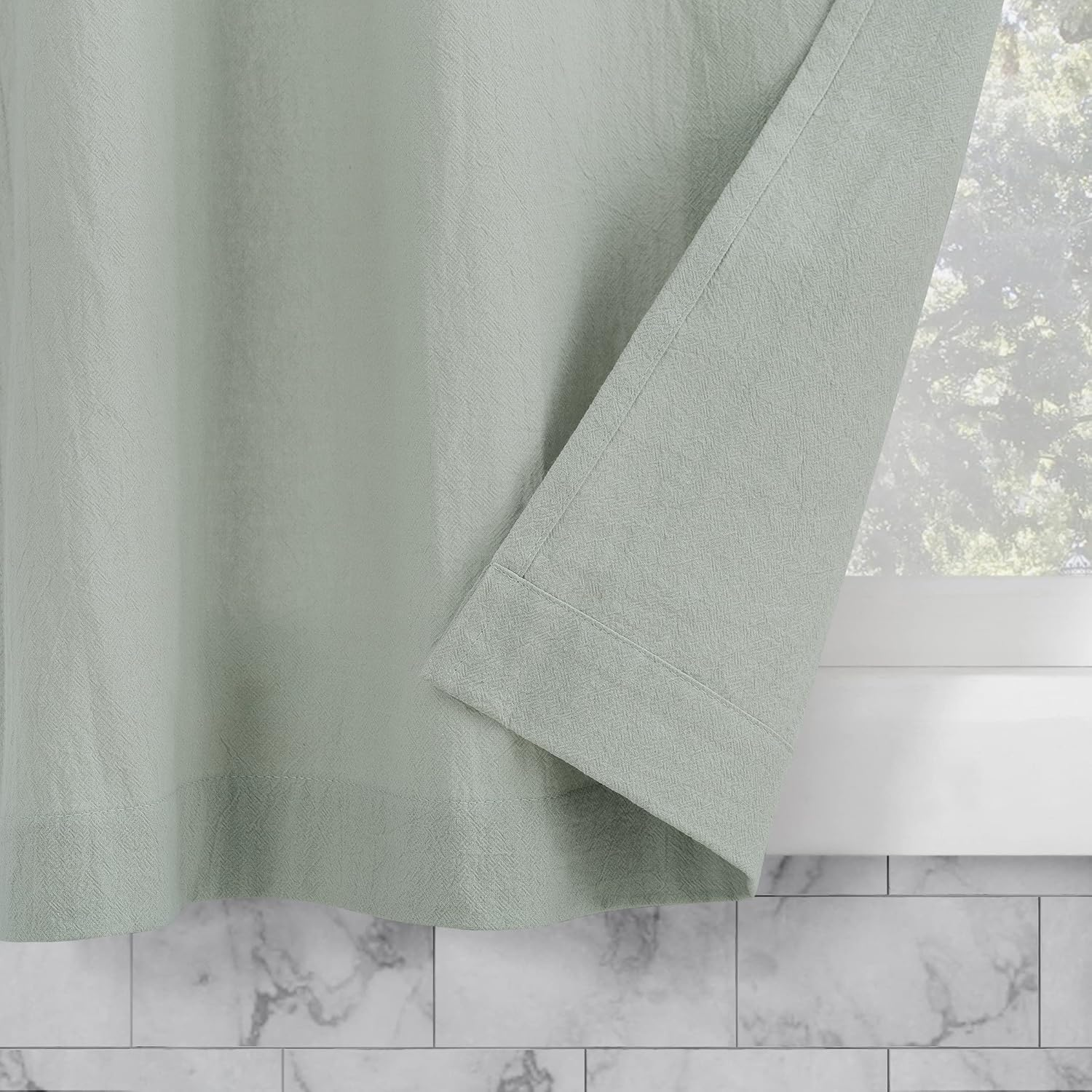 Archaeo Washed Cotton Small Window Twist Tab Cafe Curtains, 52" X 45", Seafoam Green image number 6