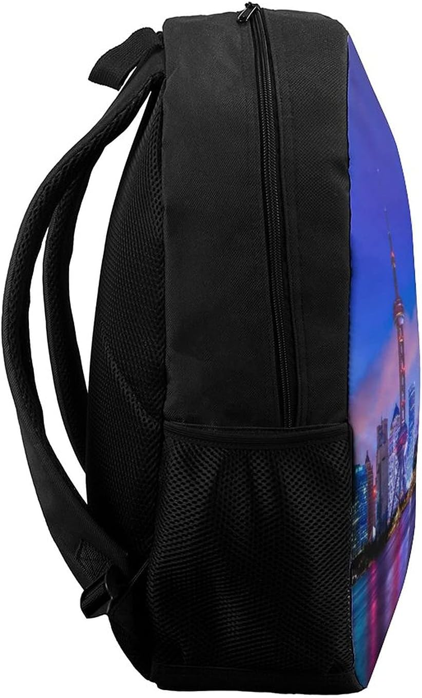 Cute Waterproof Lightweight Childrens Students Bags Backpacks Print Prague Czech Republic City Landscape Fog for Christmas Gi - Black-Style-3 image number 5